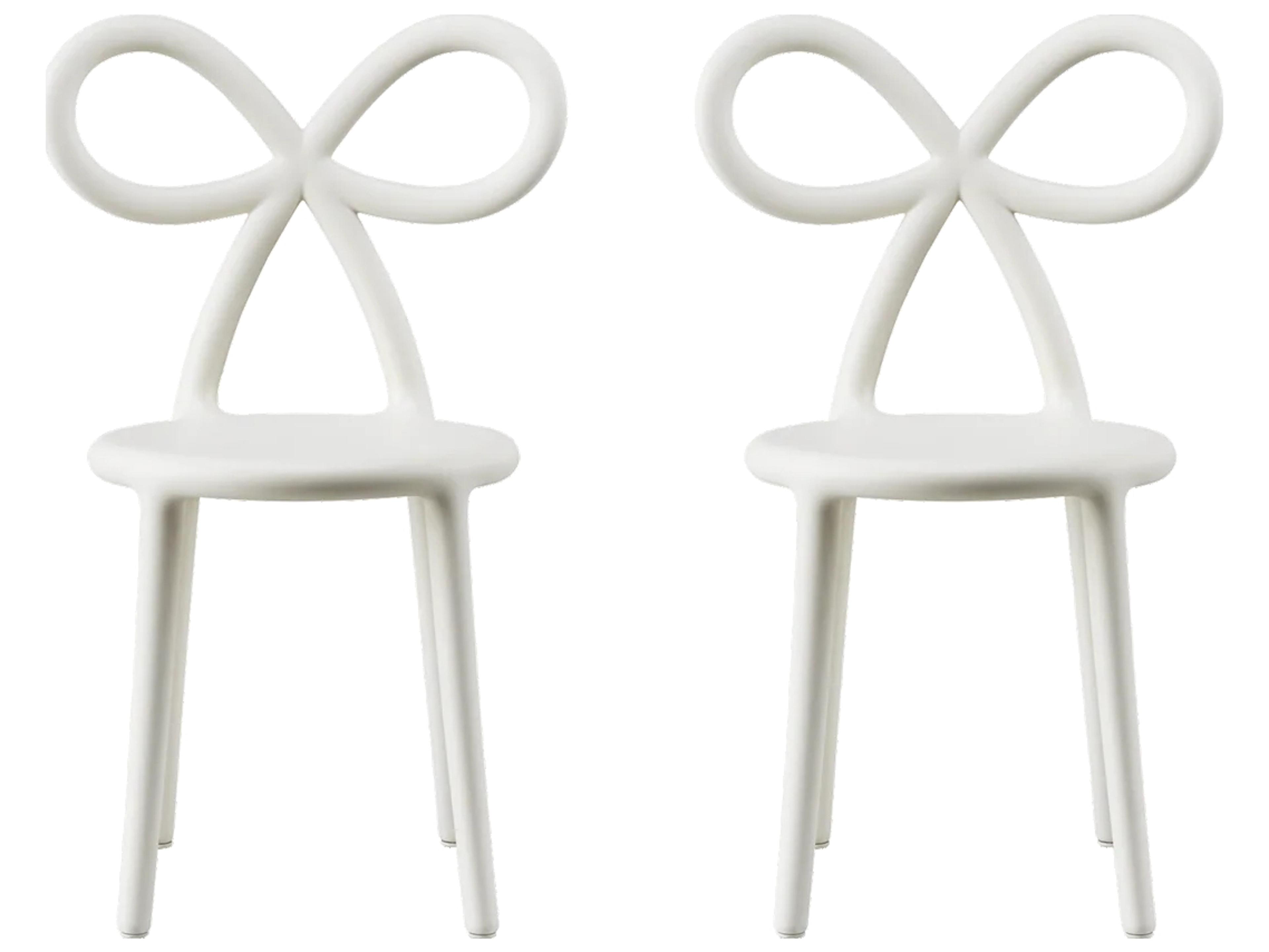 Qeeboo Ribbon Baby White Armless Dining Chair (Set of 2)