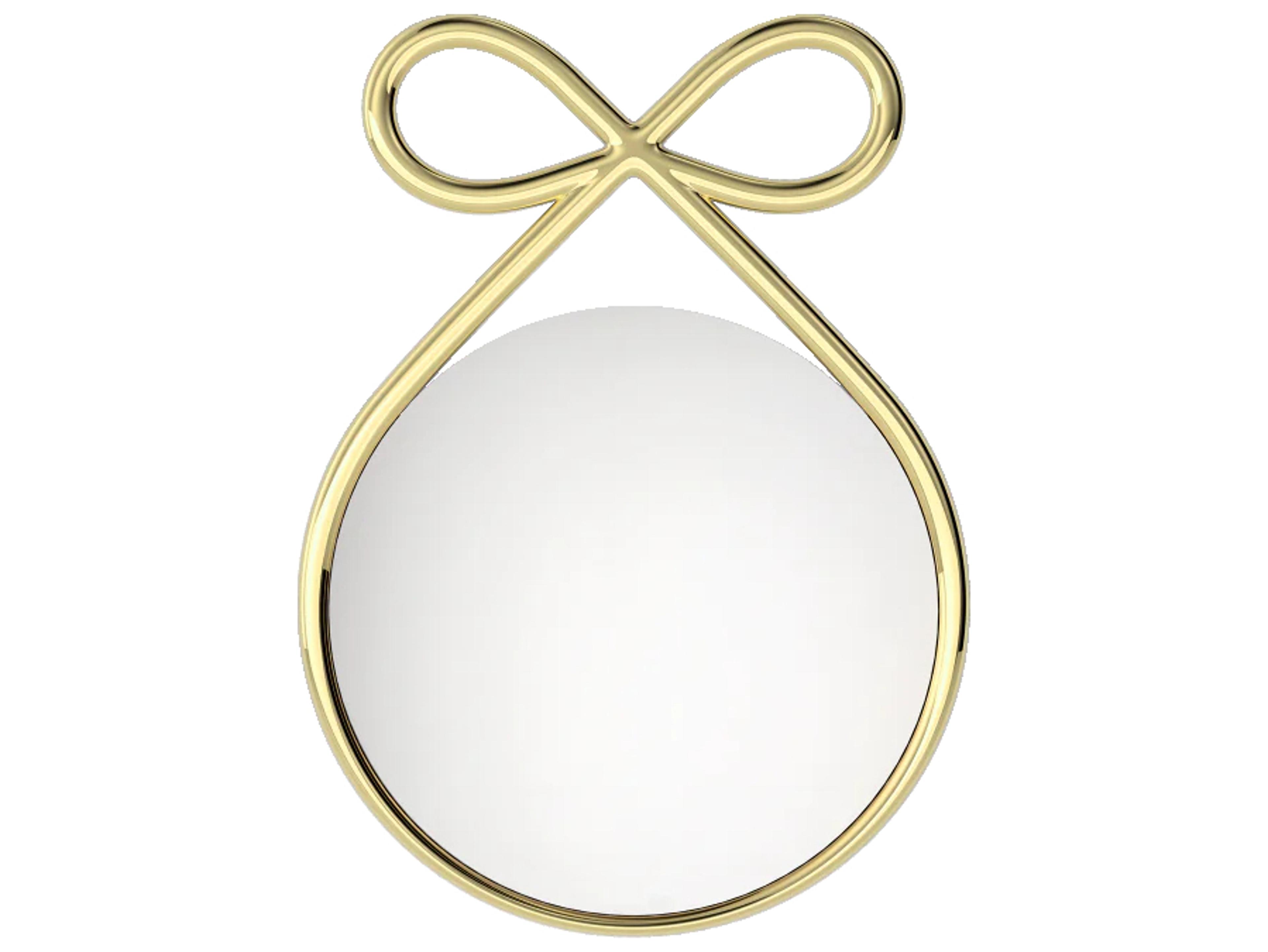 Qeeboo Ribbon Gold Round Wall Mirror