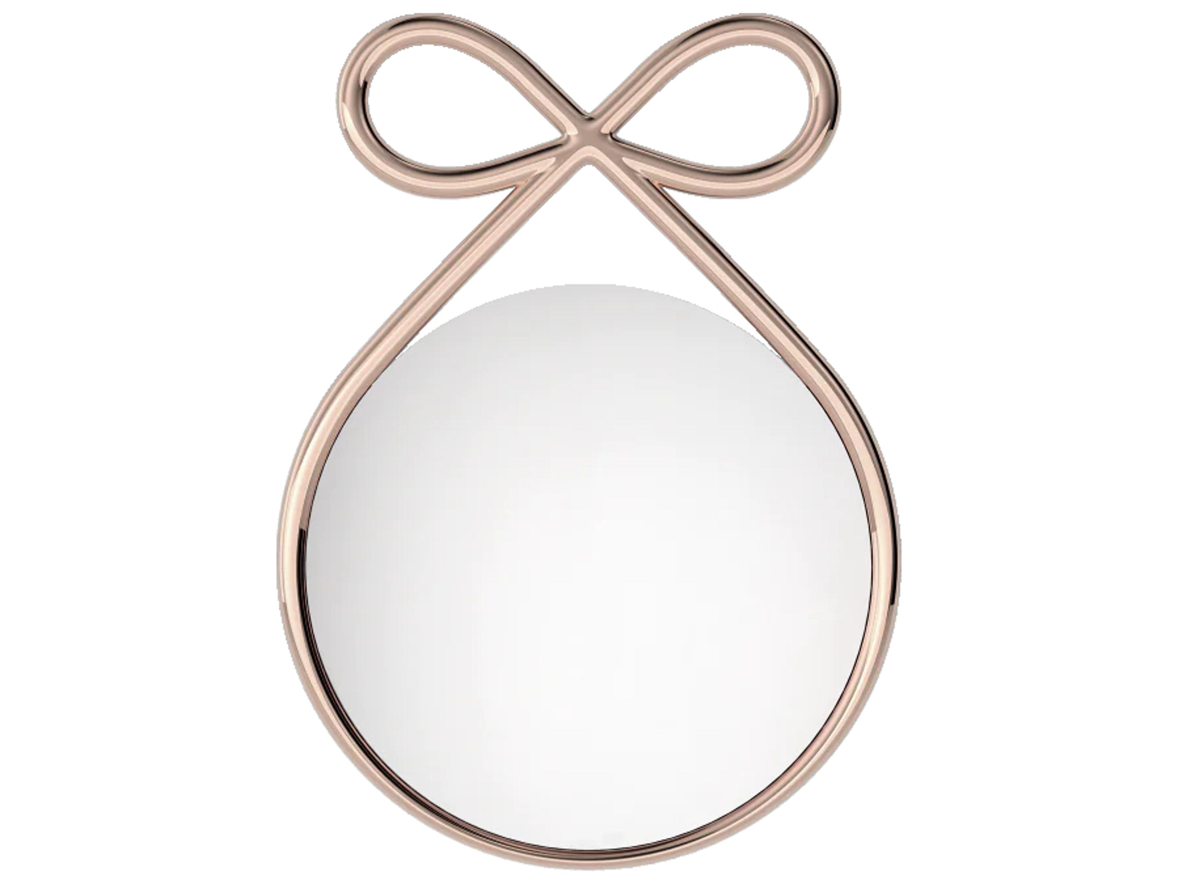 Qeeboo Ribbon Pink Gold Round Wall Mirror