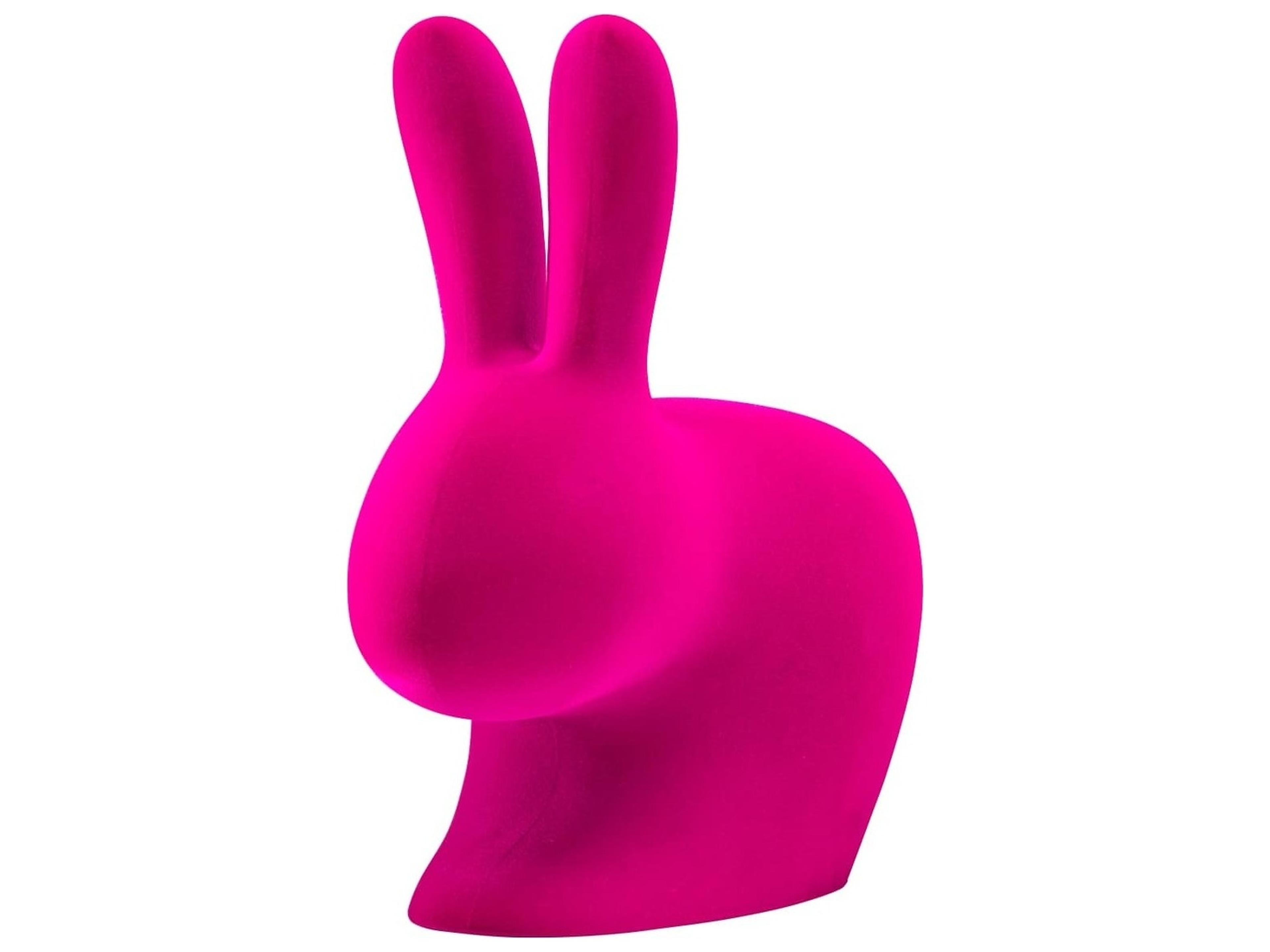 Qeeboo Rabbit Baby Pink Velvet Accent Chair