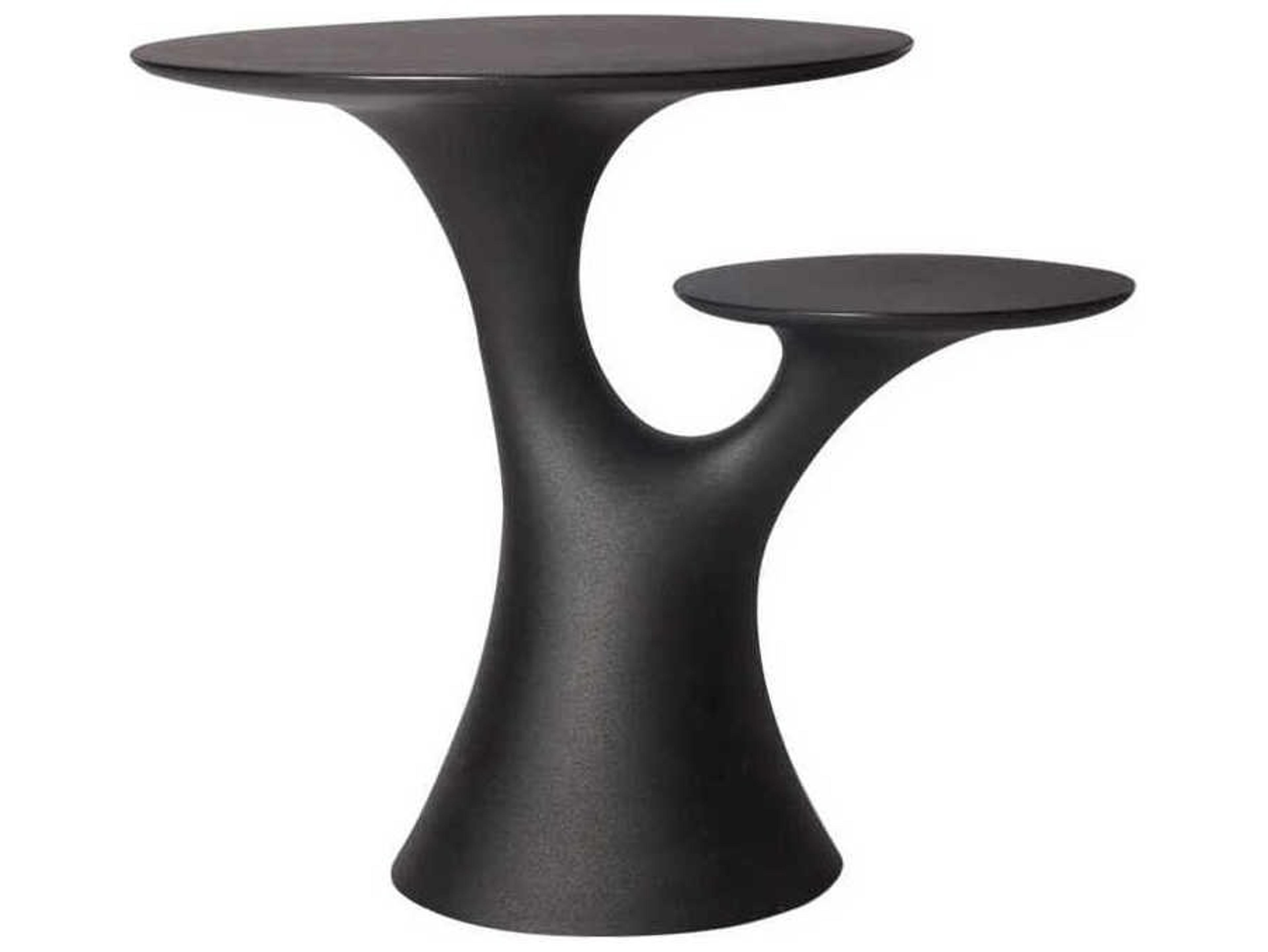 Qeeboo Outdoor Rabbit Black Recycled Plastic Round End Table