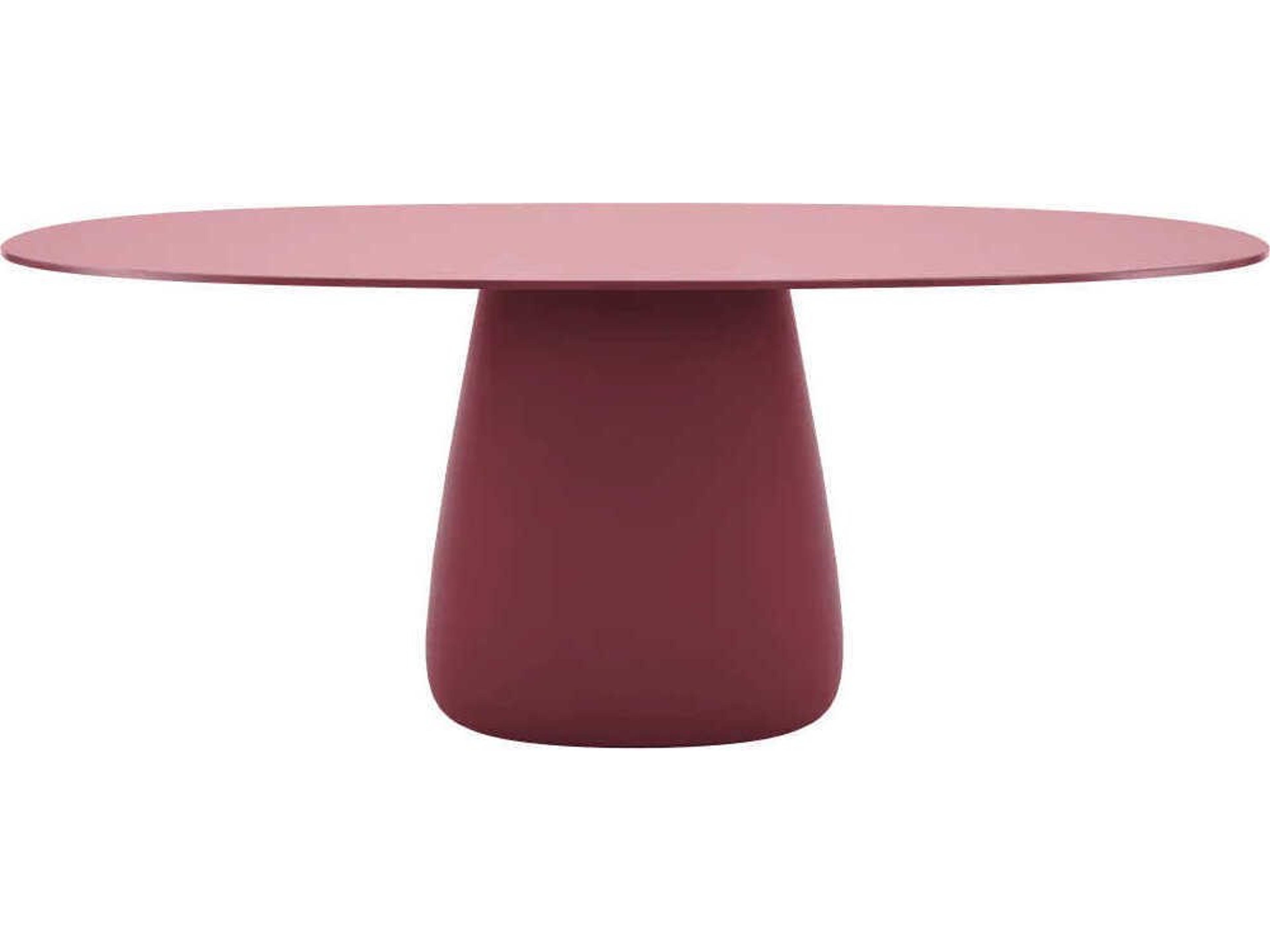 Qeeboo Outdoor Cobble Indian Red Recycled Plastic Oval Dining Table