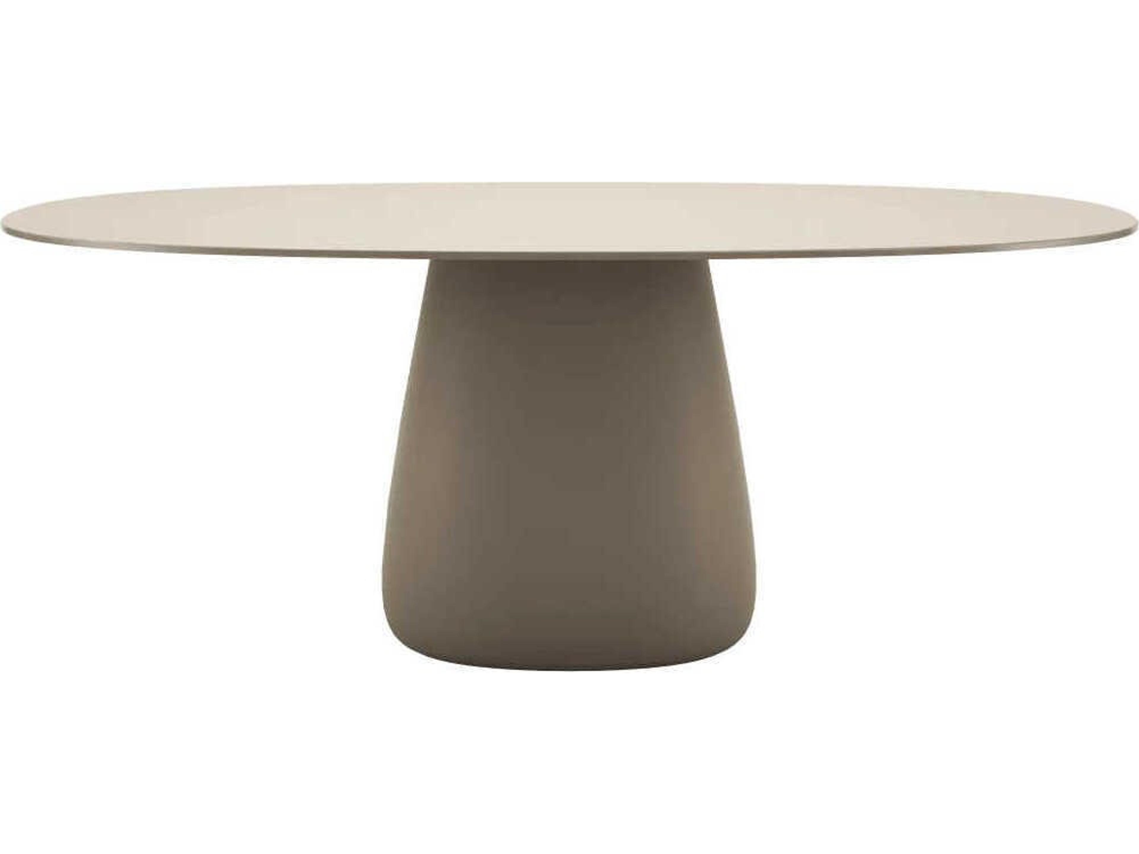 Qeeboo Outdoor Cobble Ivory Recycled Plastic Oval Dining Table