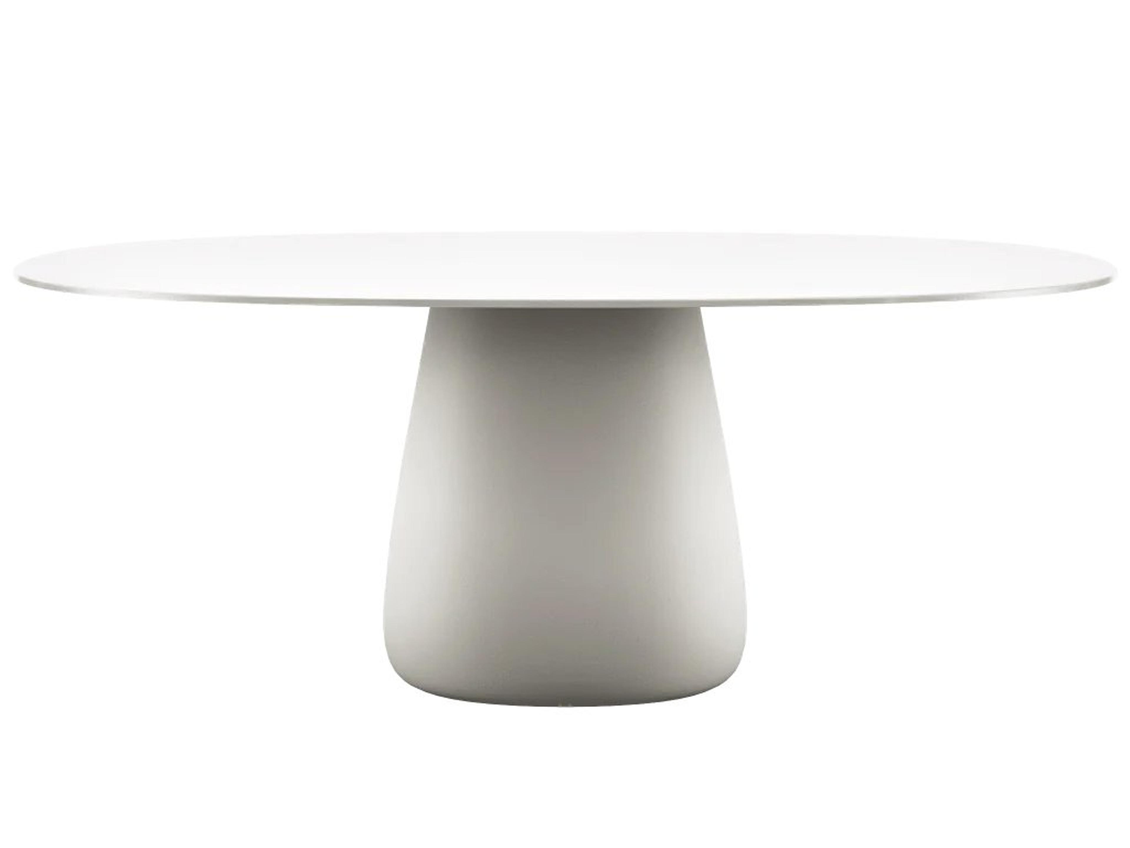 Qeeboo Outdoor Cobble White Warm Recycled Plastic Oval Dining Table