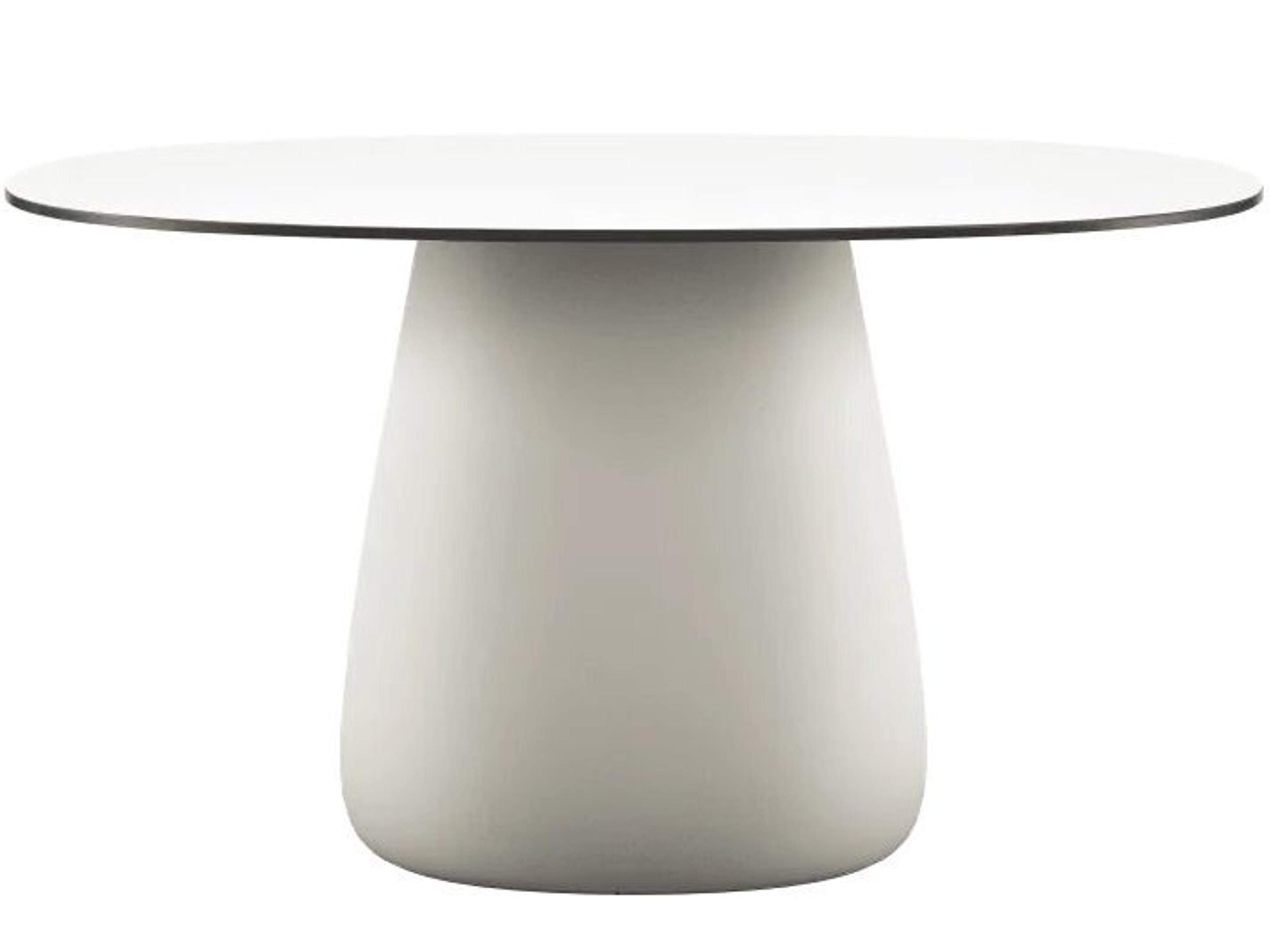 Qeeboo Outdoor Cobble Warm White Black Stratified Recycled Plastic Oval Dining Table