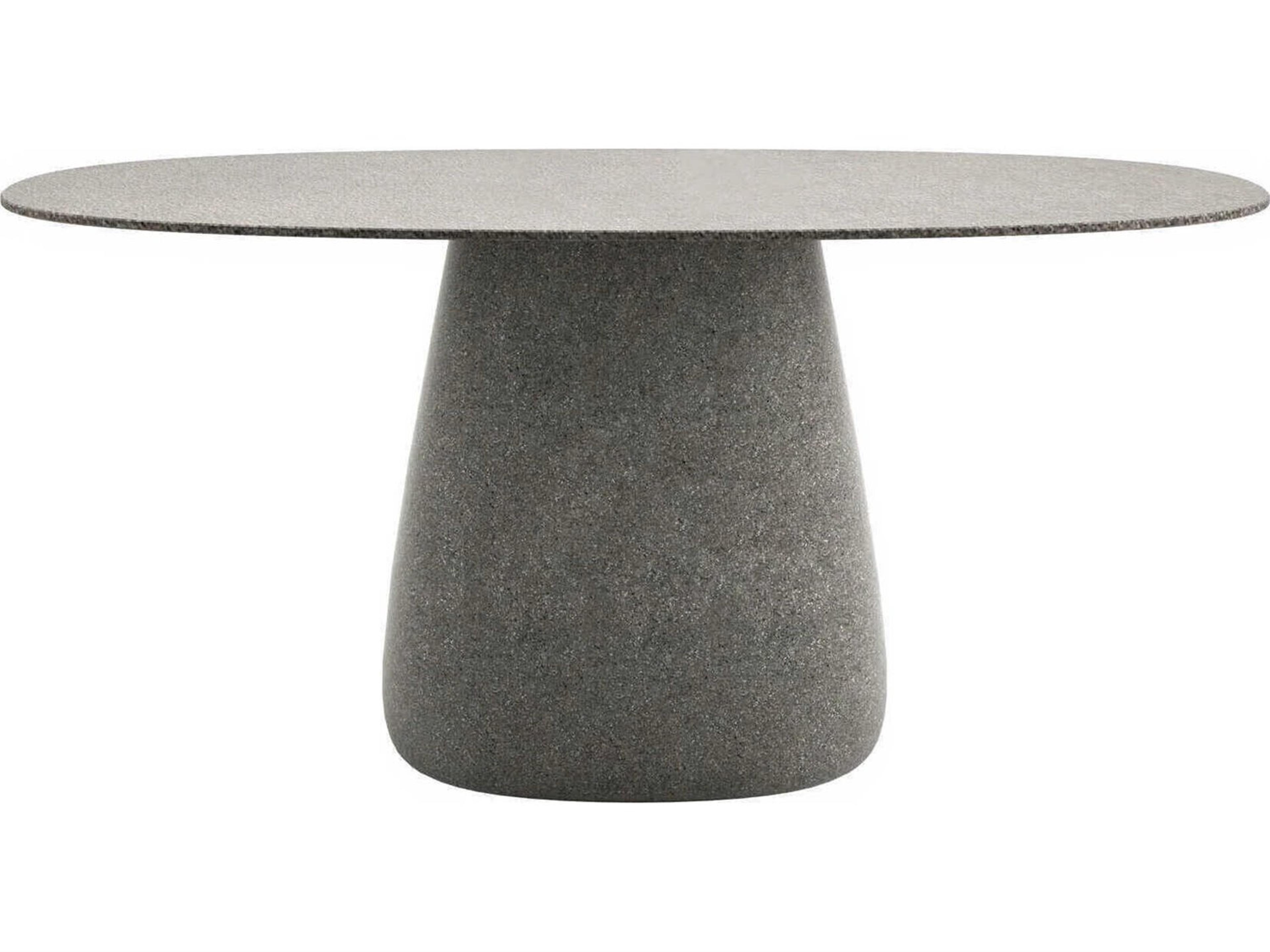 Qeeboo Outdoor Cobble Grey Mix Recycled Plastic Oval Dining Table