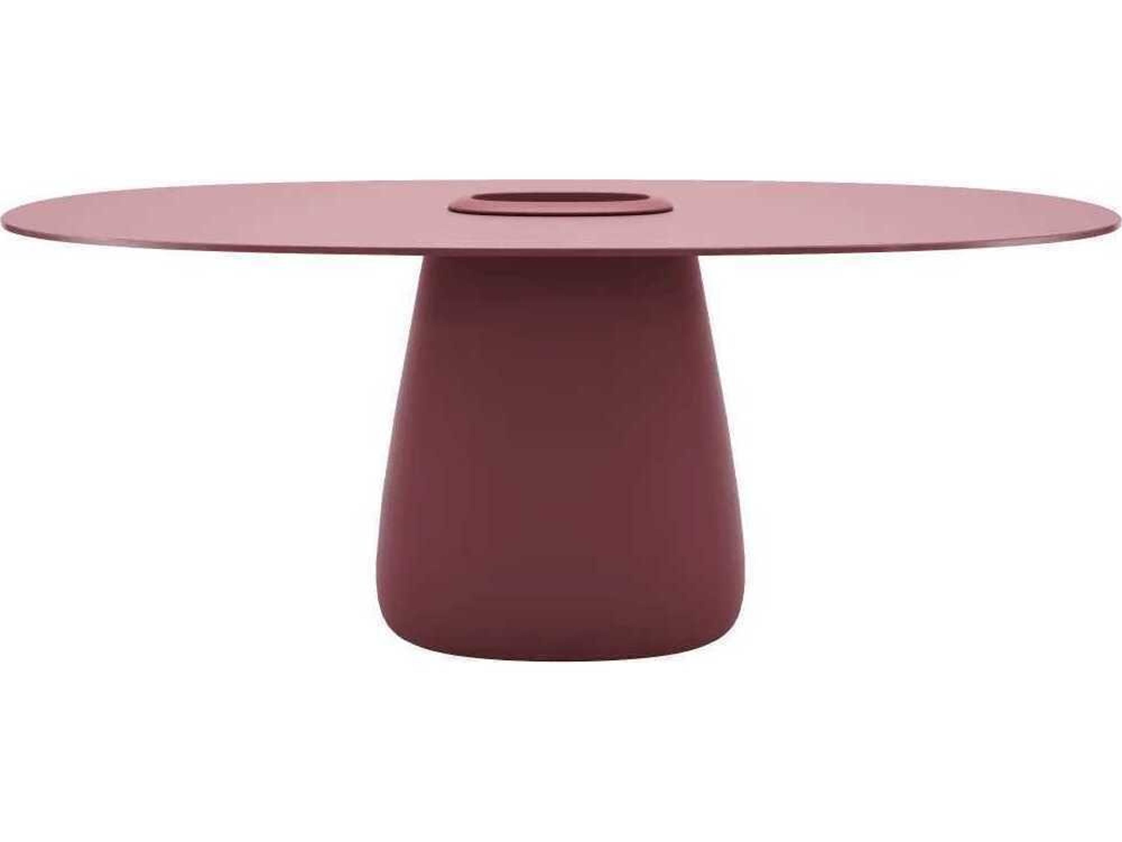 Qeeboo Outdoor Cobble Indian Red Recycled Plastic Oval Dining Table