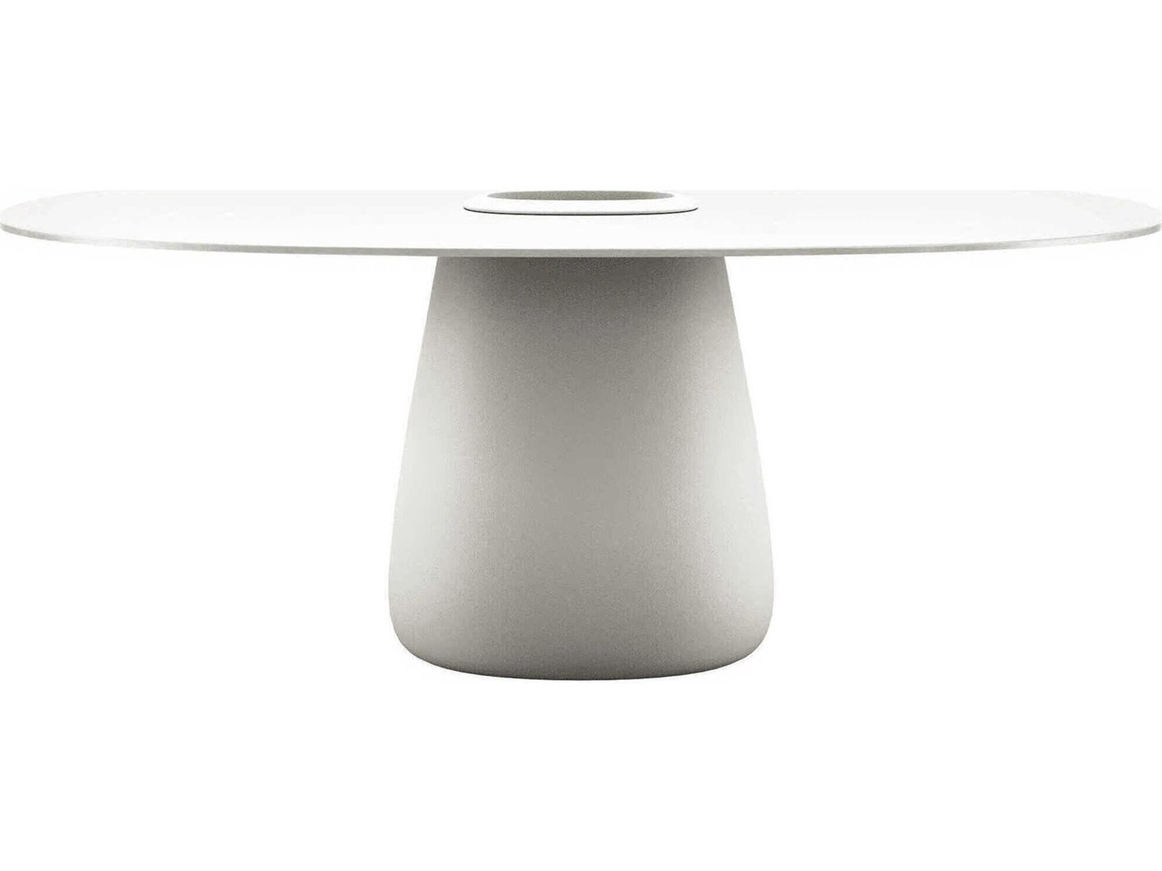 Qeeboo Outdoor Cobble White Warm Recycled Plastic Oval Dining Table