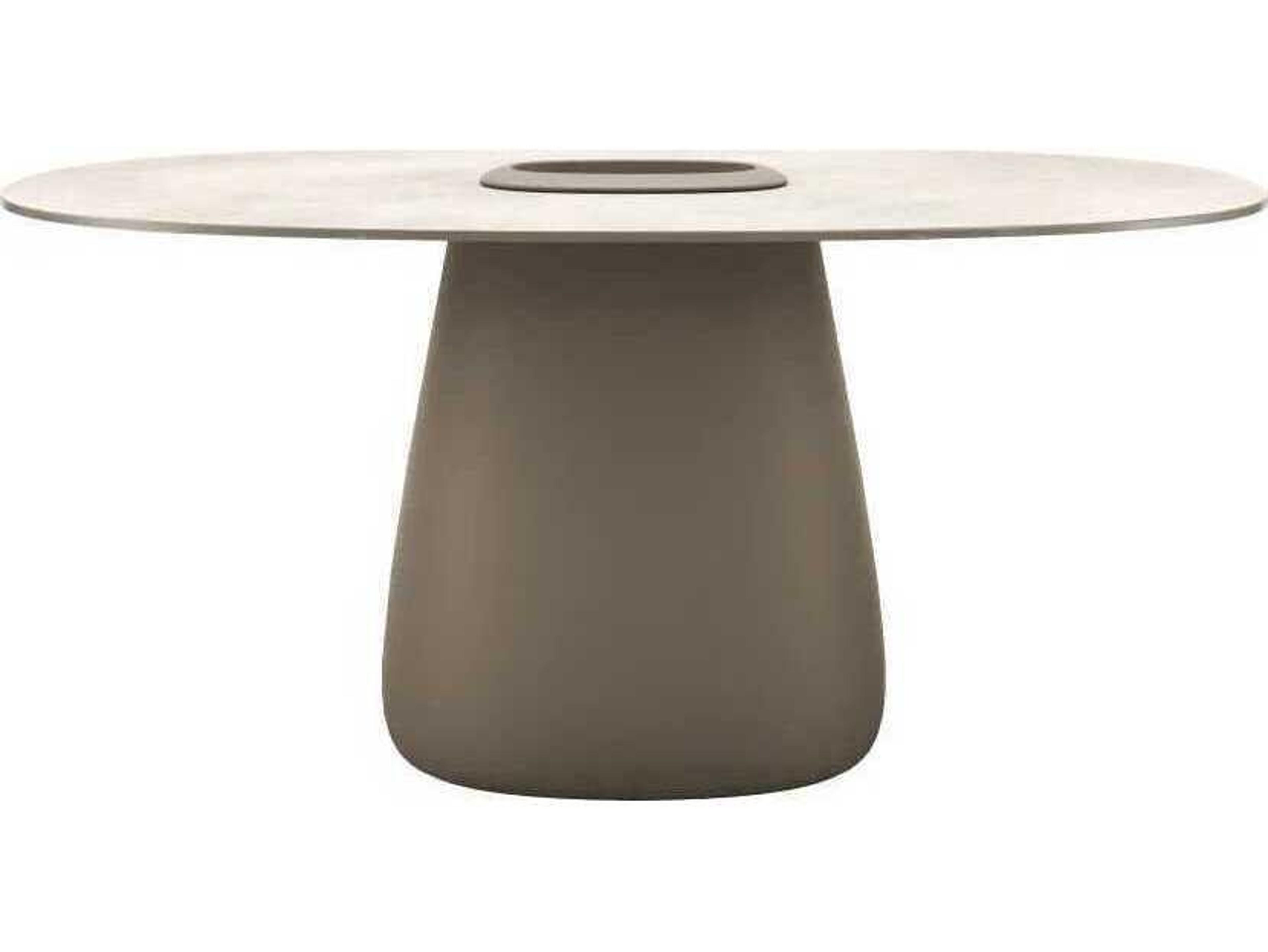 Qeeboo Outdoor Cobble Ivory Recycled Plastic Oval Dining Table