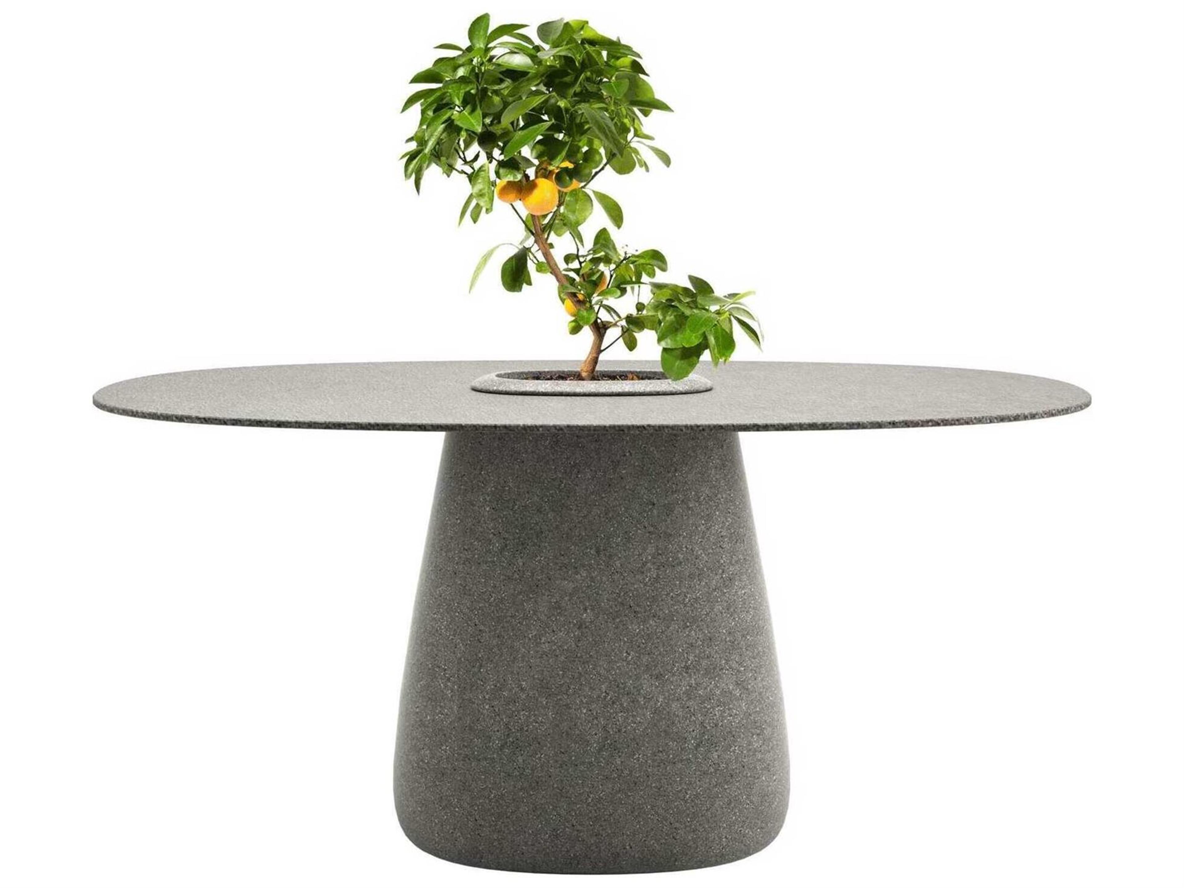 Qeeboo Outdoor Cobble Grey Mix Recycled Plastic Oval Dining Table