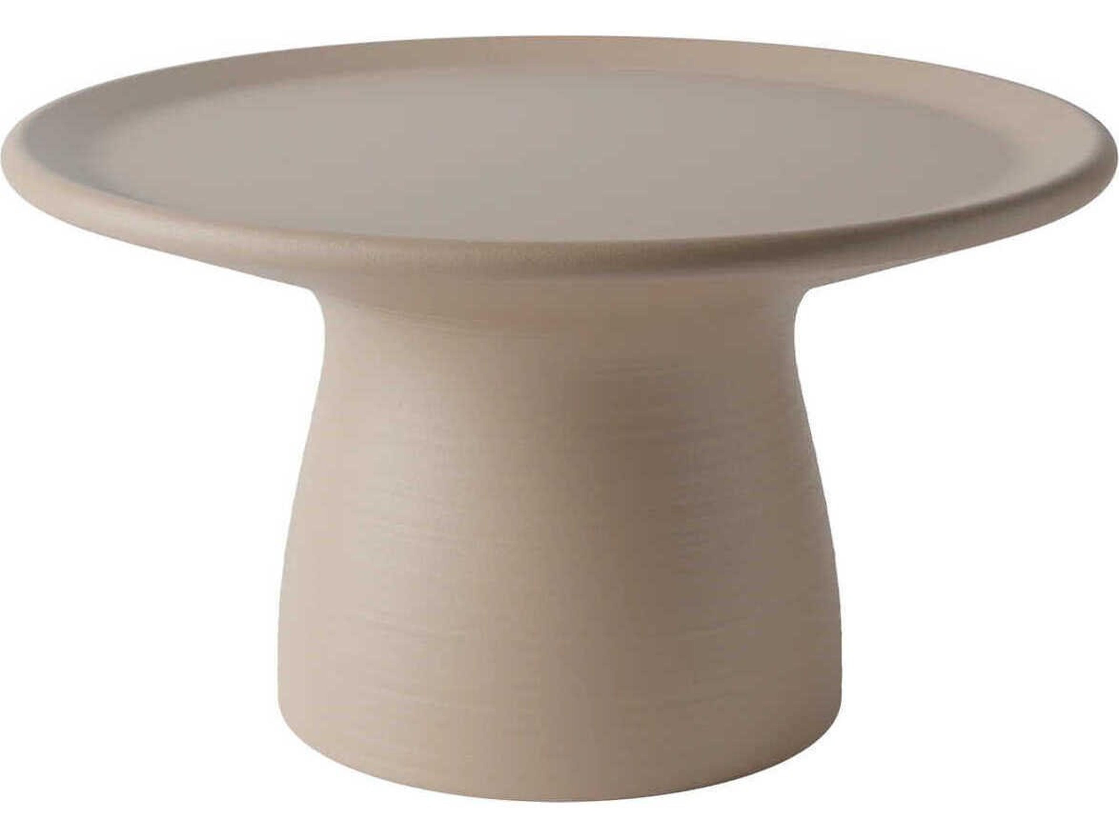 Qeeboo Outdoor Totino Dove Grey Recycled Plastic Round End Table