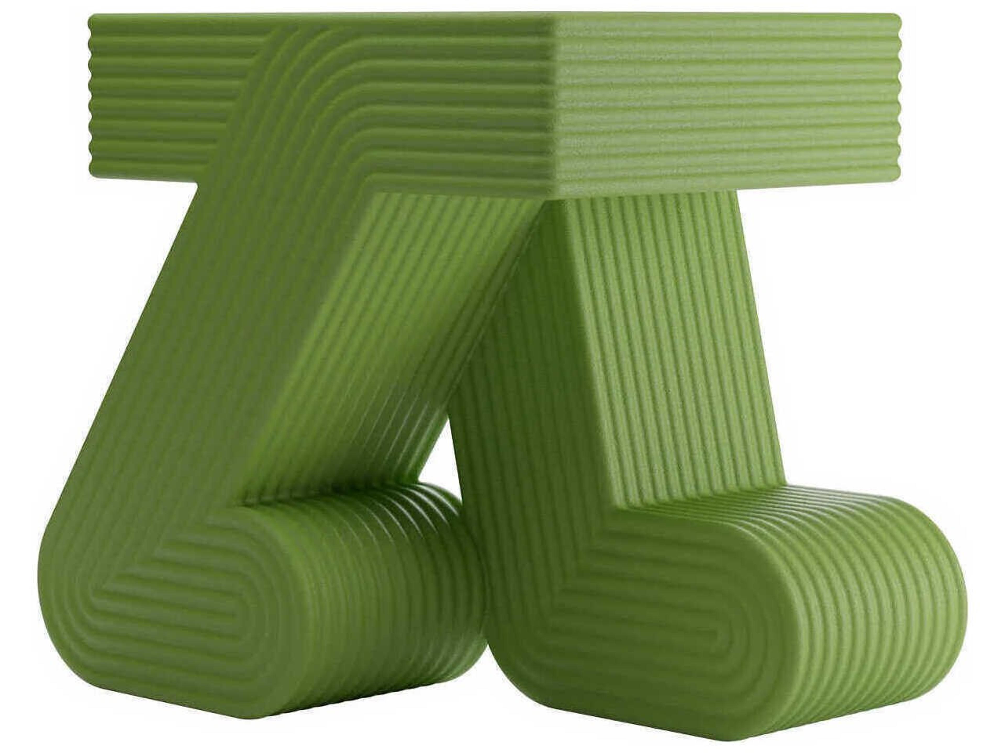 Qeeboo Outdoor Walking Green Recycled Plastic Square End Table