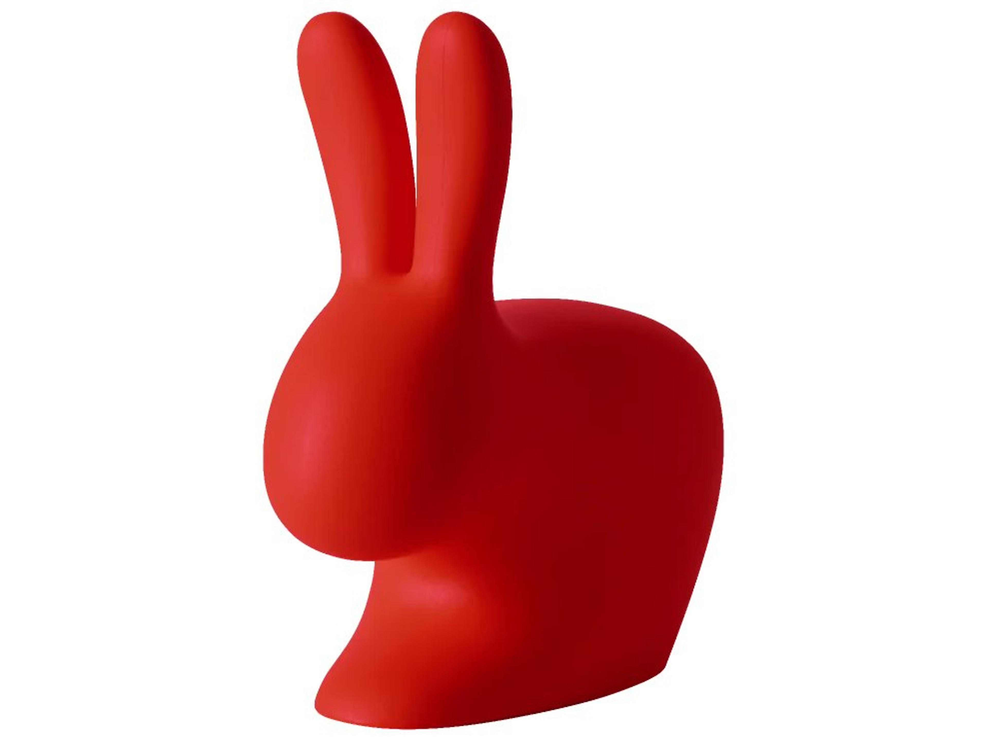 Qeeboo Outdoor Rabbit Red Recycled Plastic Lounge Chair