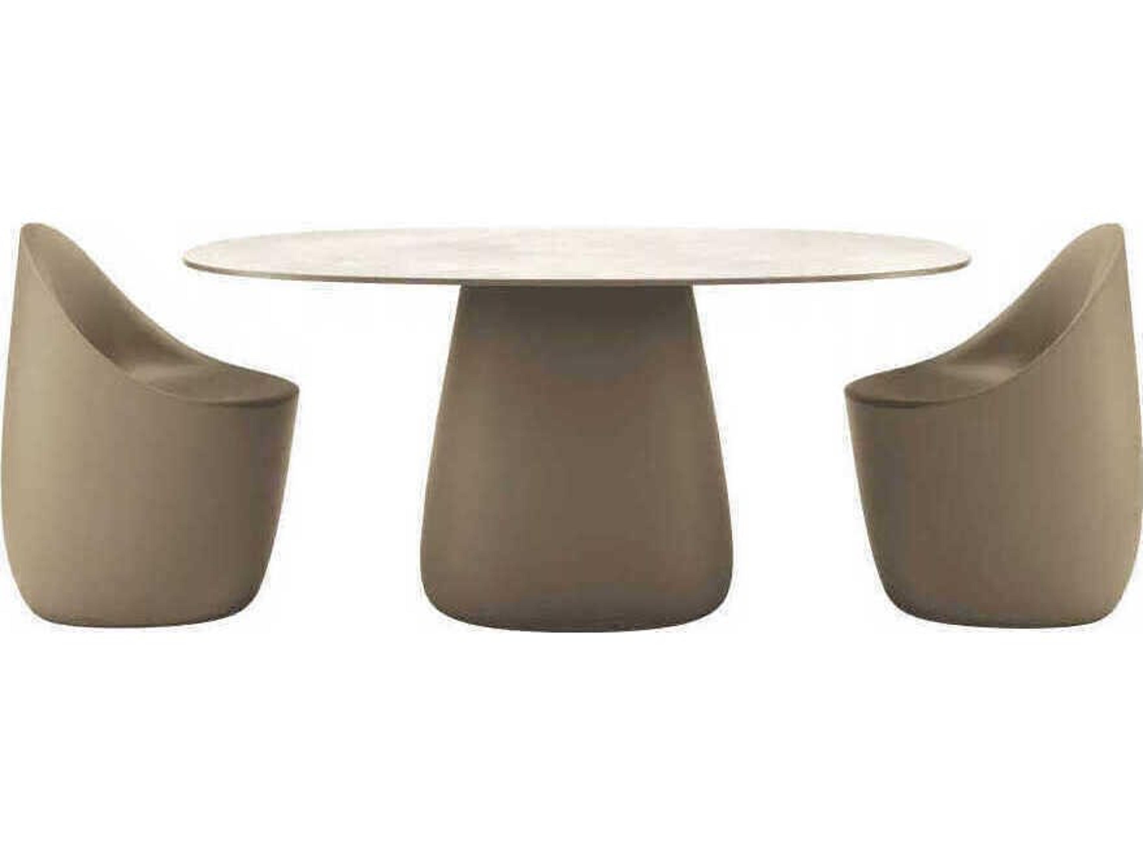 Qeeboo Outdoor Cobble Ivory Recycled Plastic Dining Set
