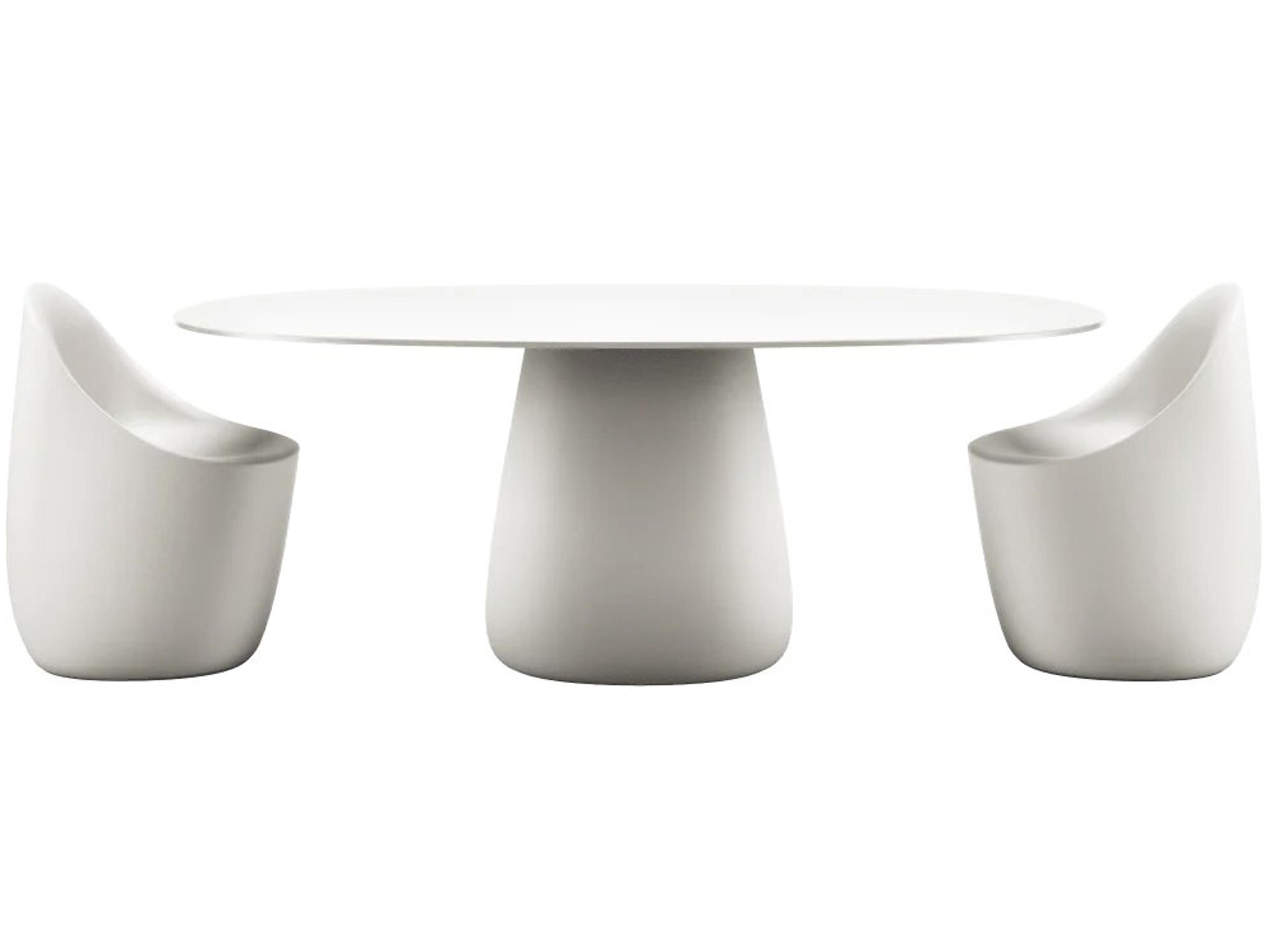 Qeeboo Outdoor Cobble White Warm Recycled Plastic Dining Set