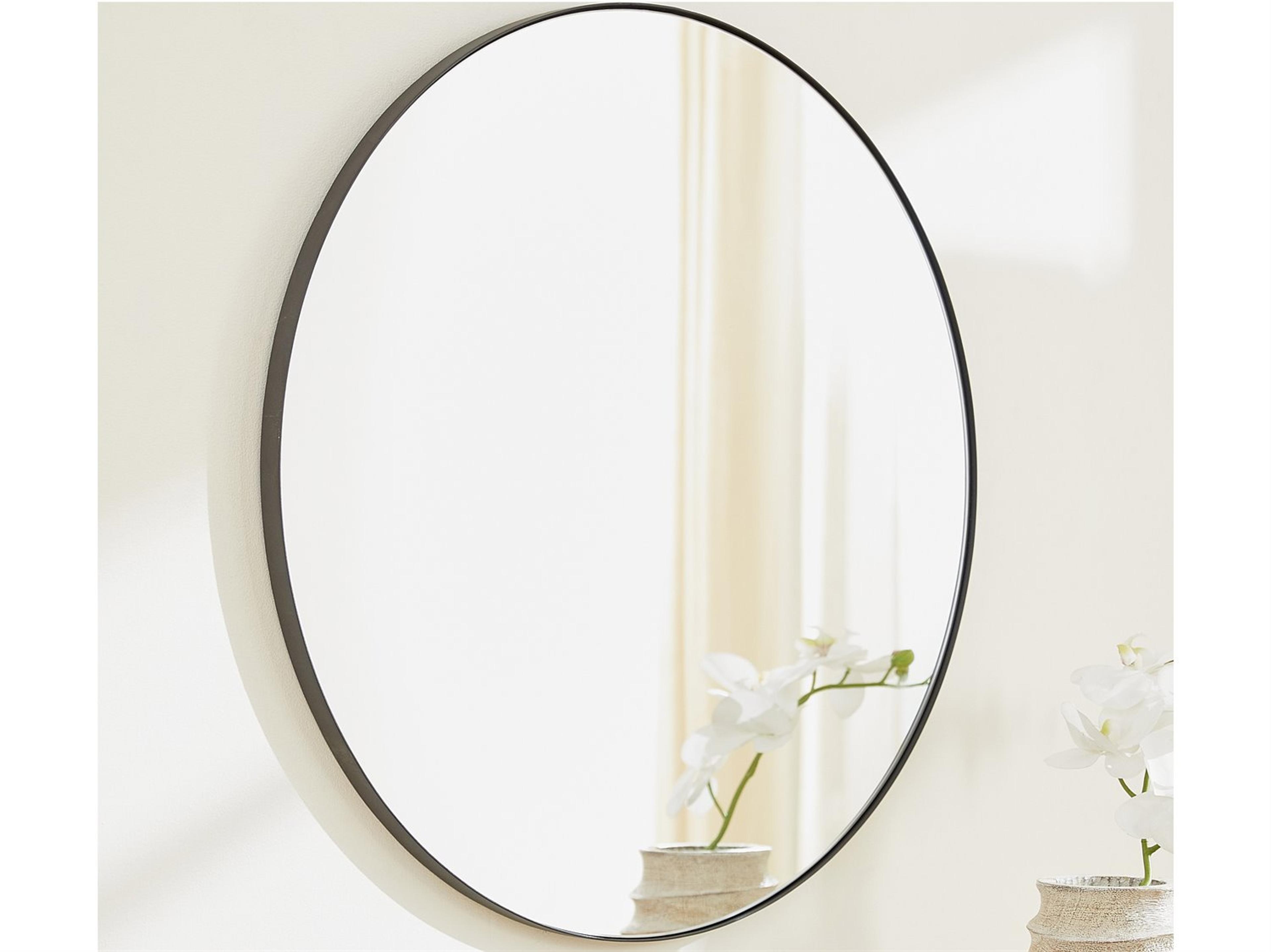 Quorum Matte Black Wall Mirror Round