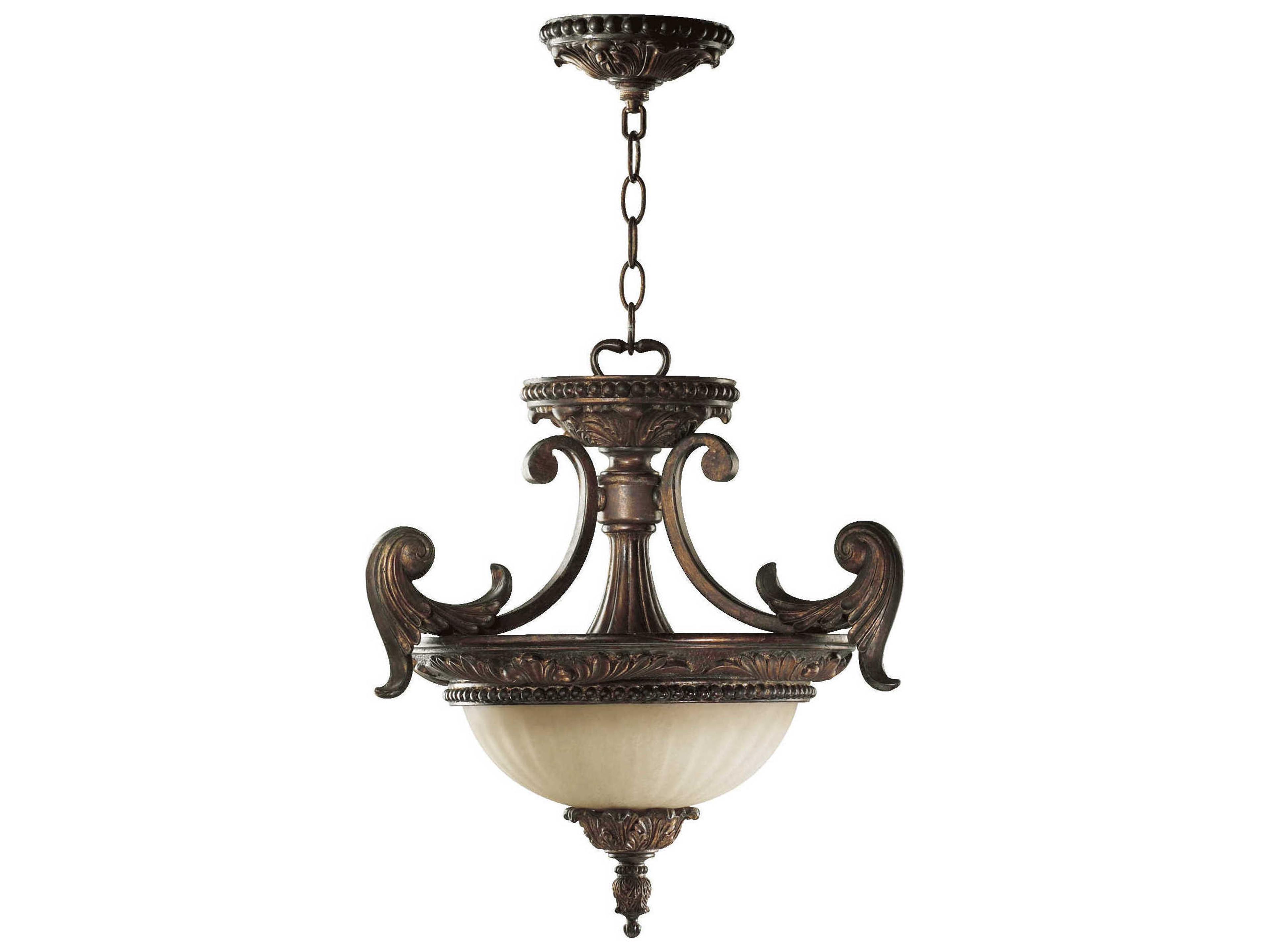 Quorum Madeleine 2-Light Corsican Gold Glass Bowl Pendant