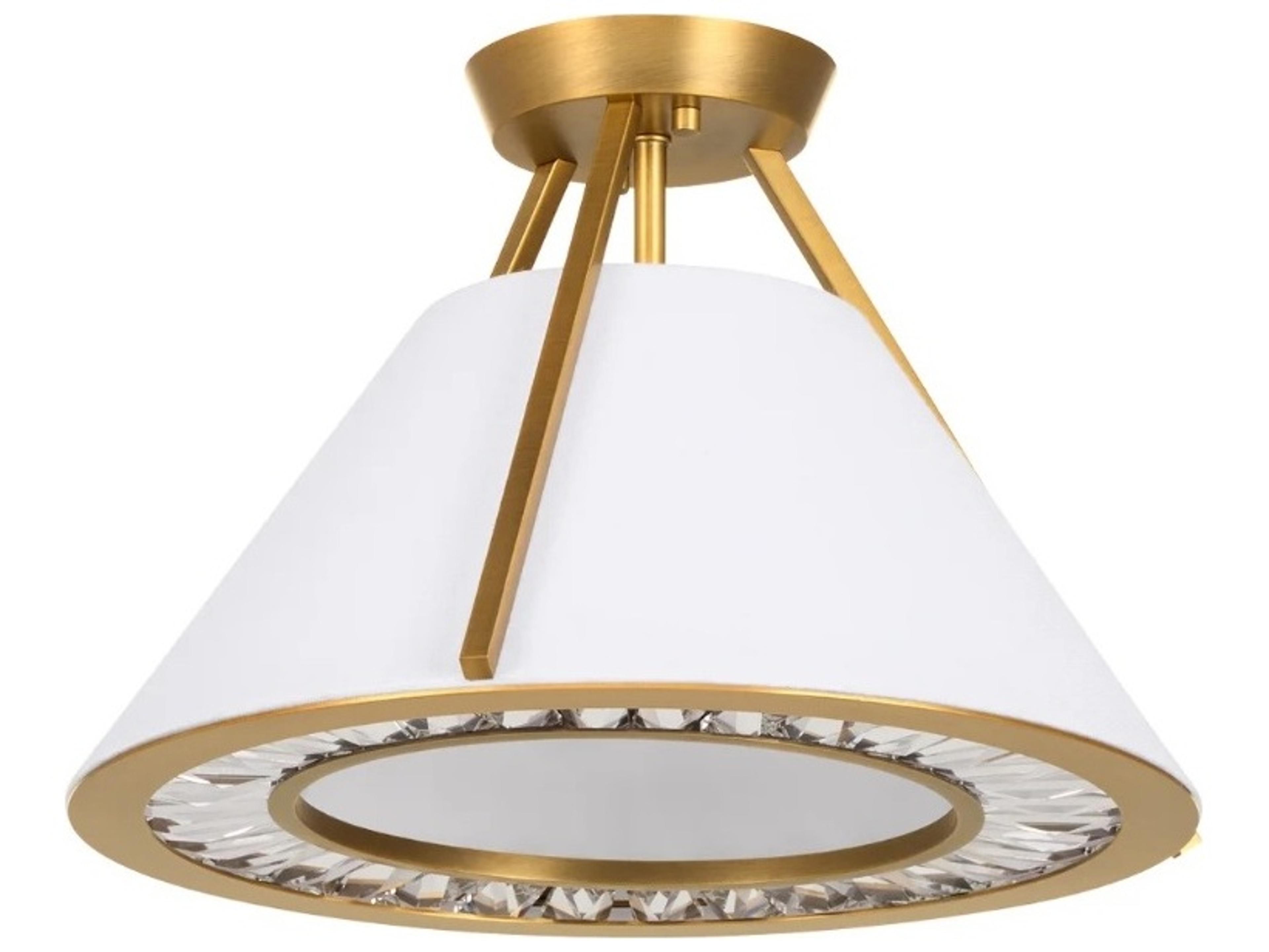 Quorum Gorham 3-Light Brushed Brass Semi Flush Mount