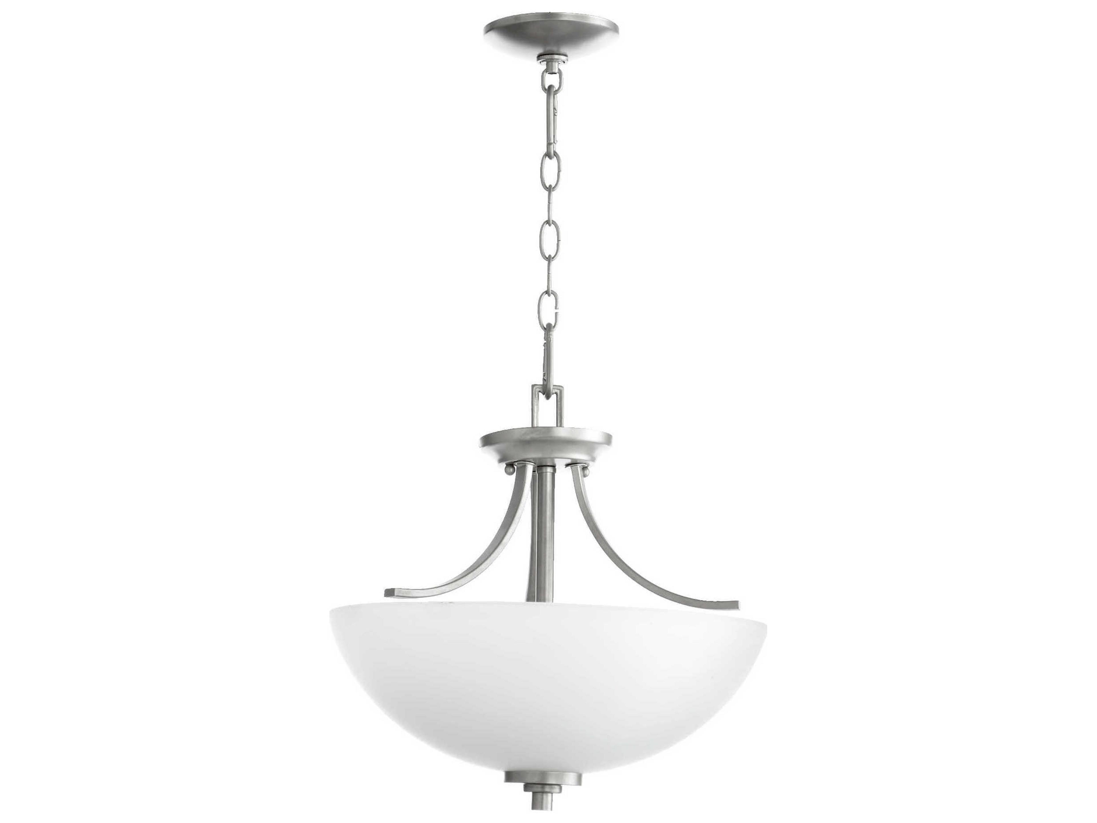 Quorum Reyes 3-Light Classic Nickel Glass Bowl Pendant