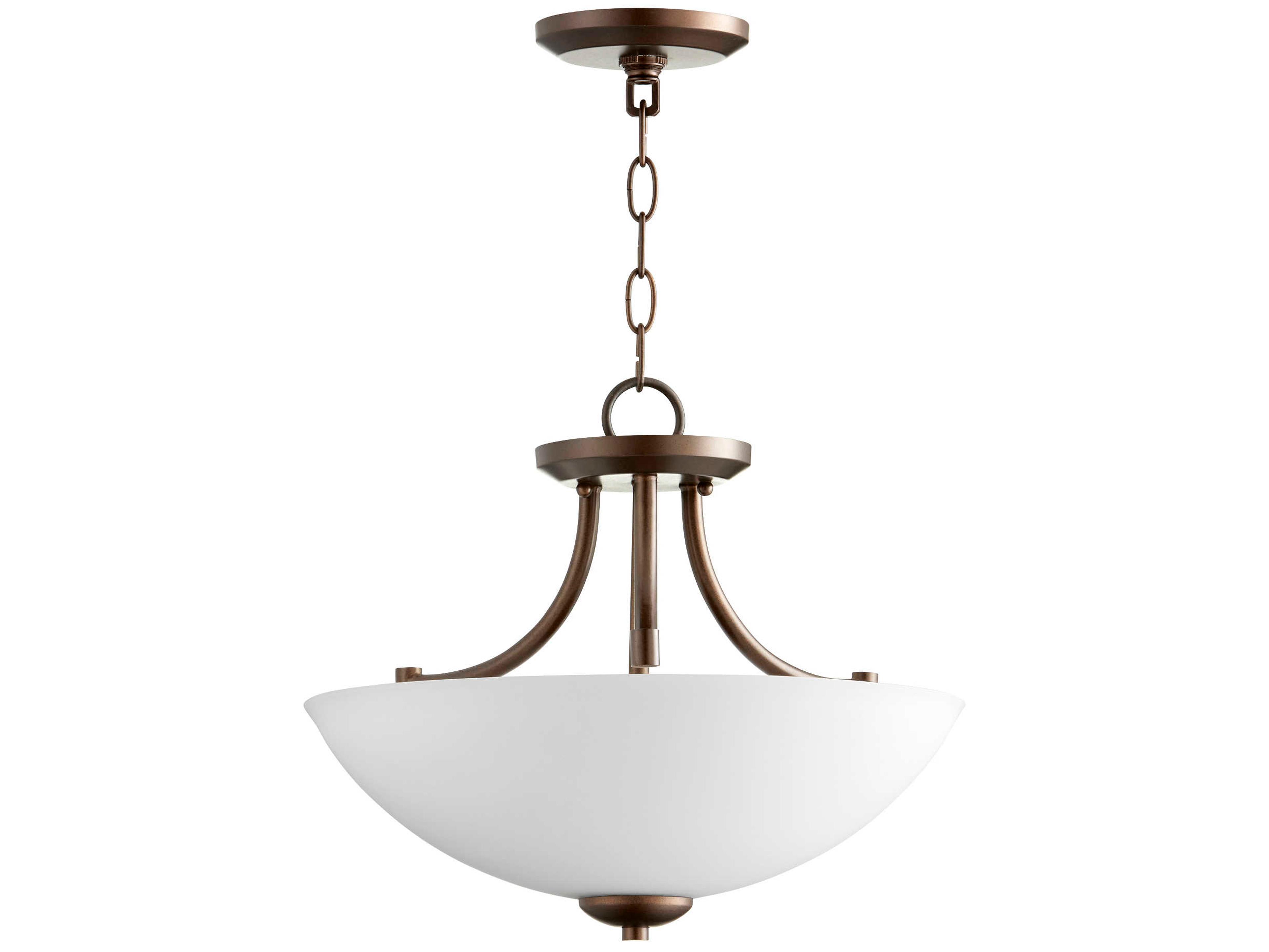 Quorum Barkley 3-Light Oiled Bronze Glass Bowl Pendant