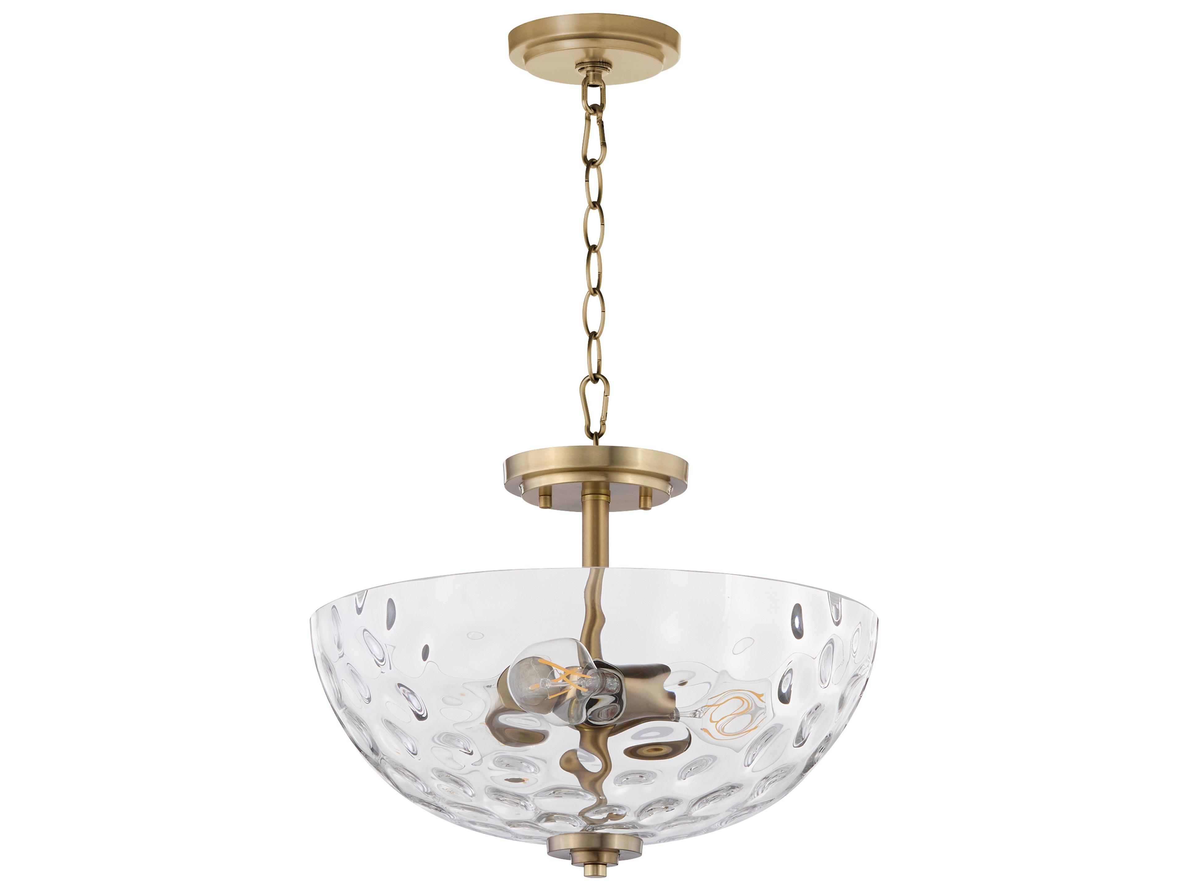 Quorum Adams 3-Light Aged Brass Bowl Pendant