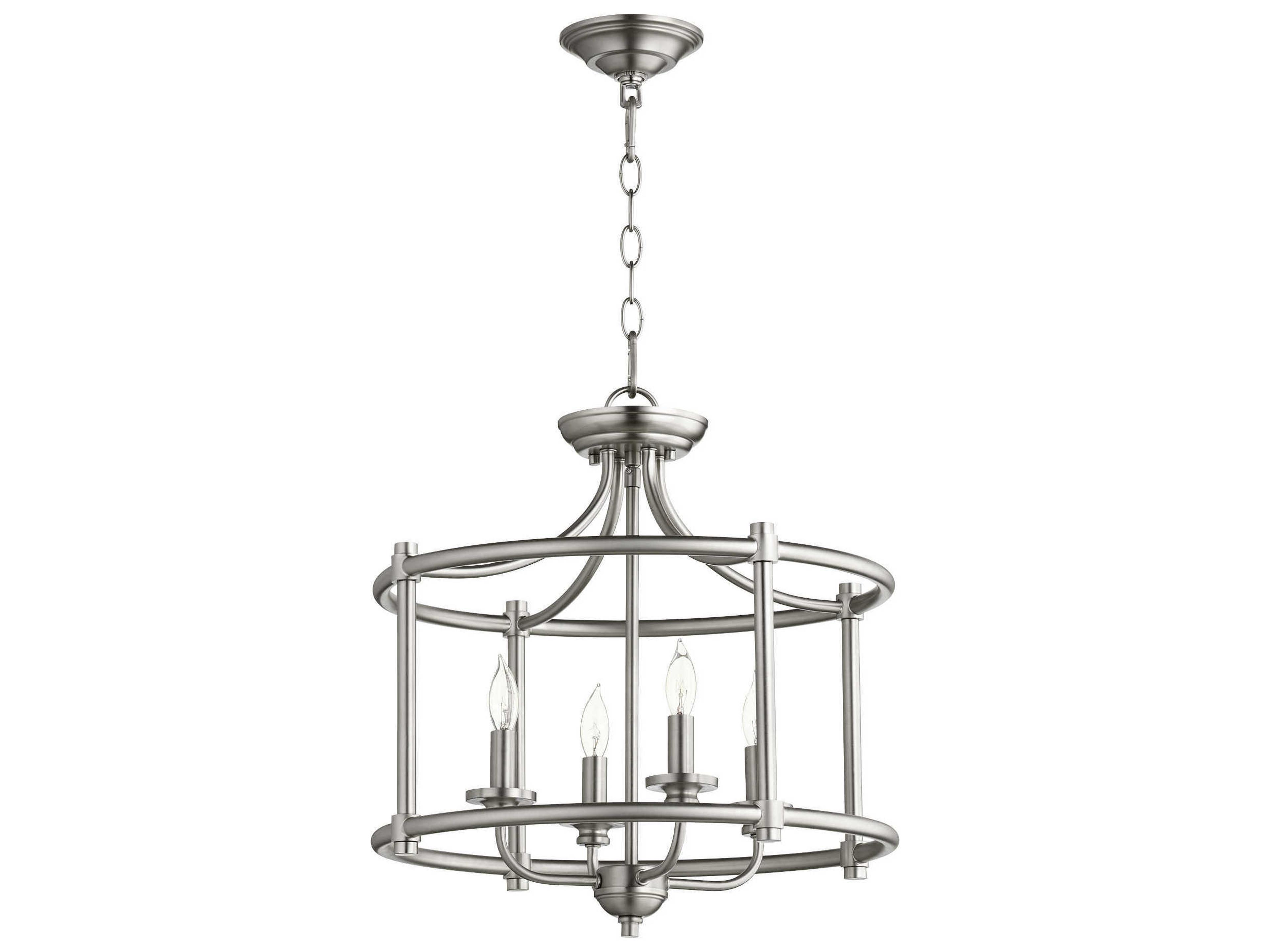 Quorum Rossington 4-Light Satin Nickel Candelabra Drum Chandelier