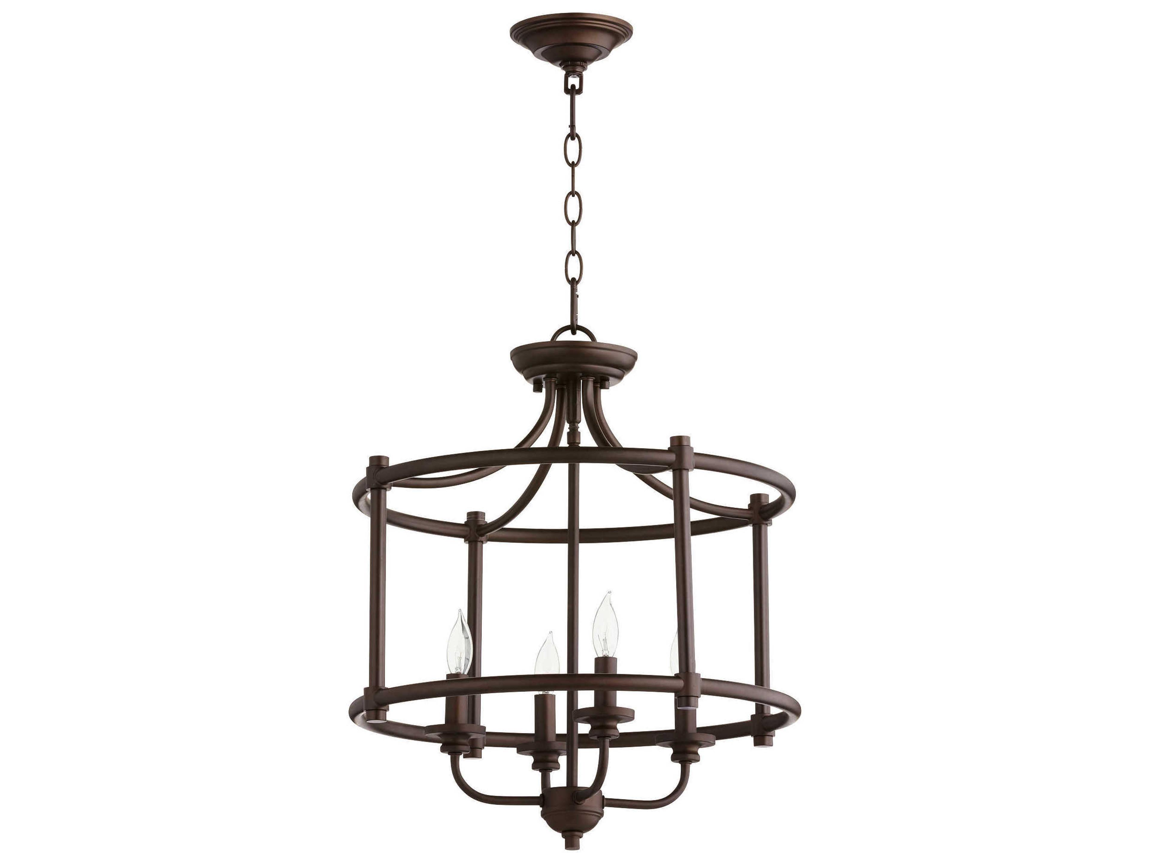Quorum Rossington 4-Light Oiled Bronze Candelabra Drum Chandelier