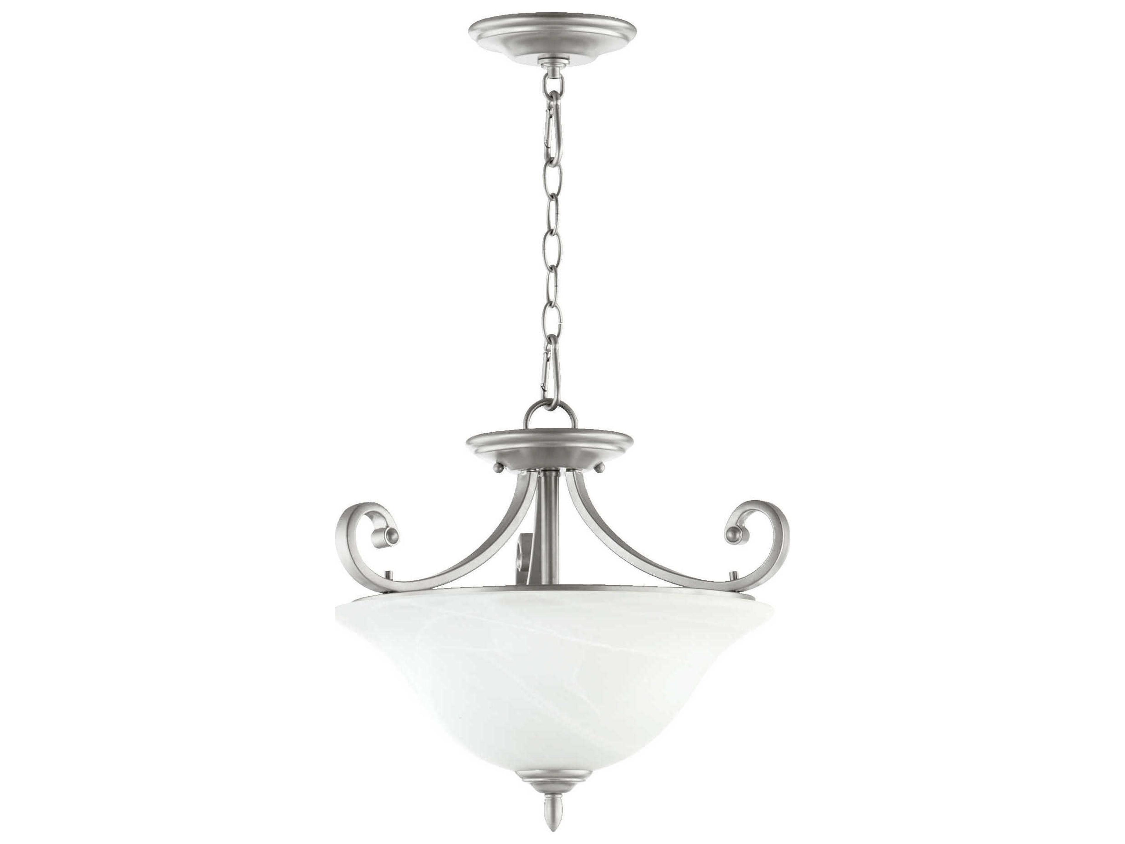 Quorum Bryant 3-Light Classic Nickel Glass Bowl Pendant