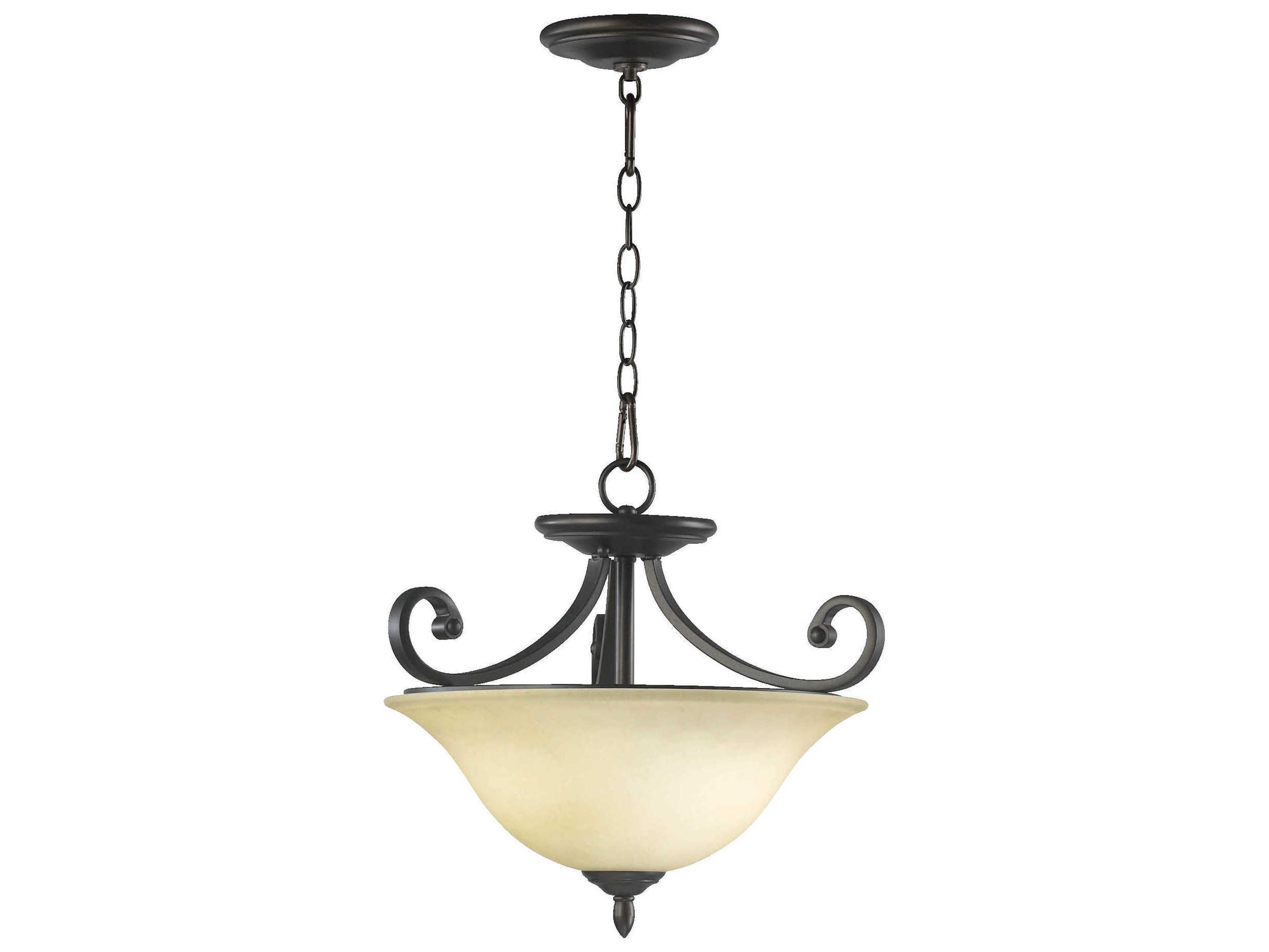 Quorum Bryant 3-Light Oiled Bronze Glass Bowl Pendant