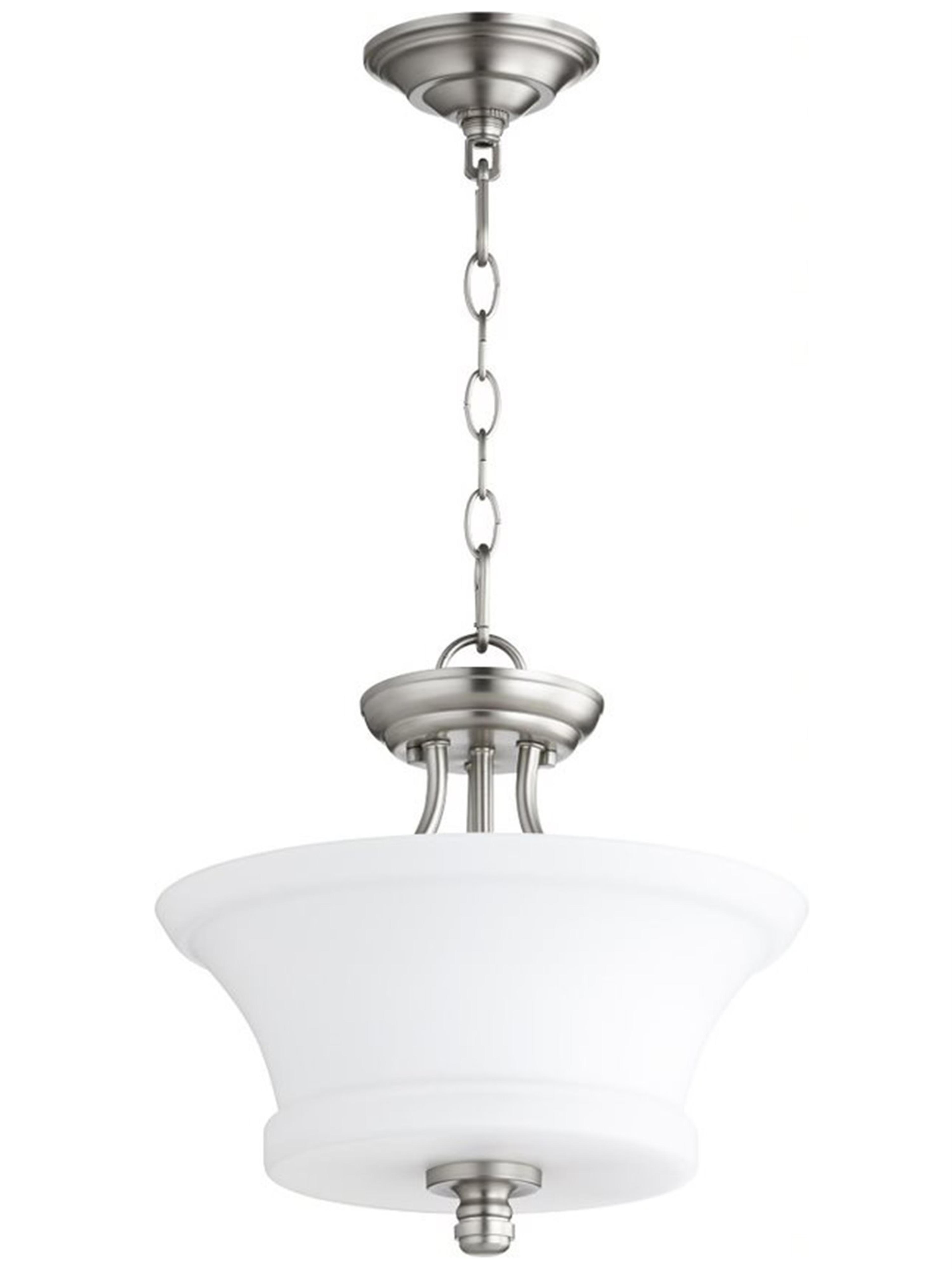 Quorum Rossington 2-Light Satin Nickel Glass Empire Pendant
