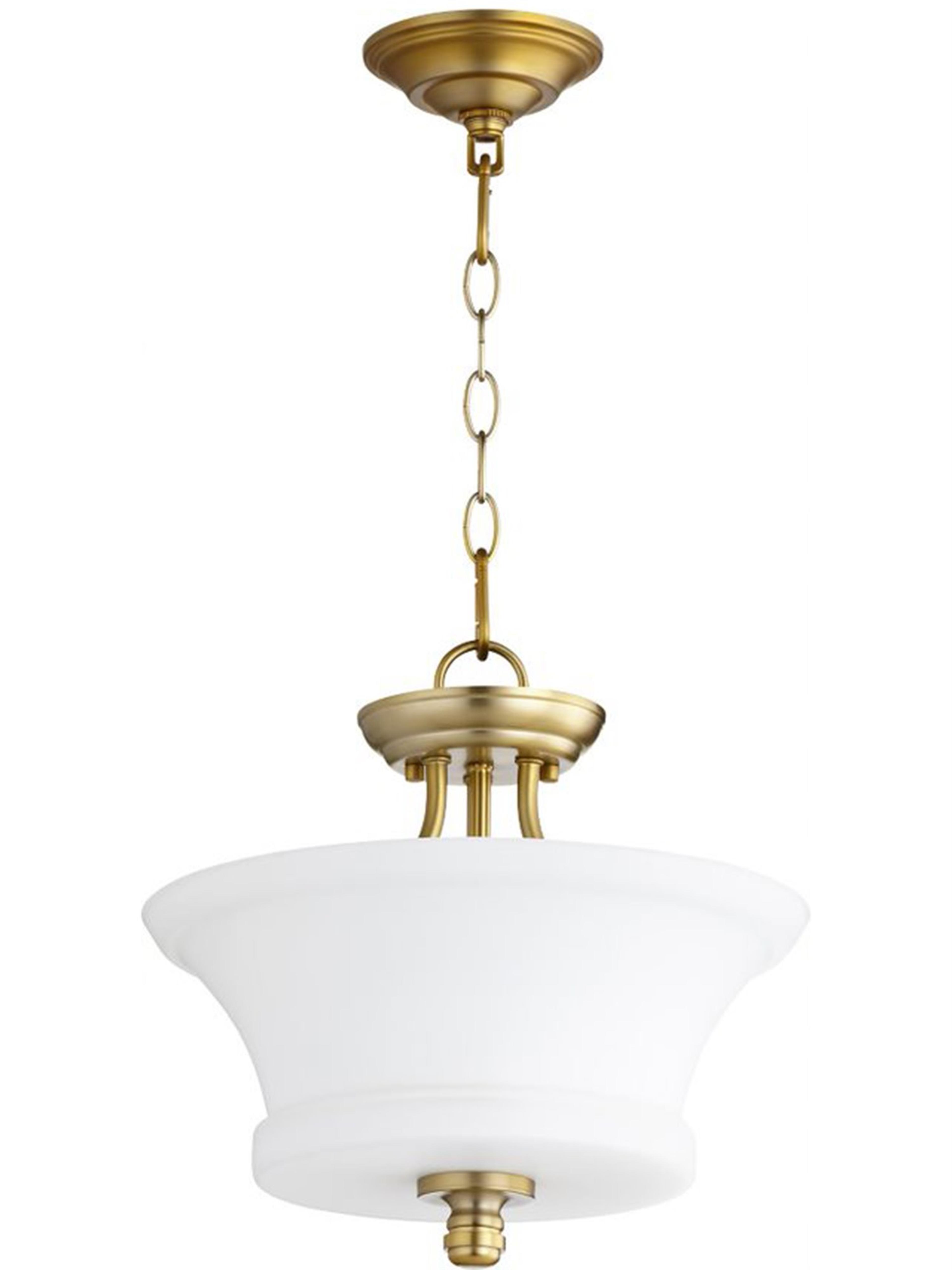 Quorum Rossington 2-Light Aged Brass Empire Pendant