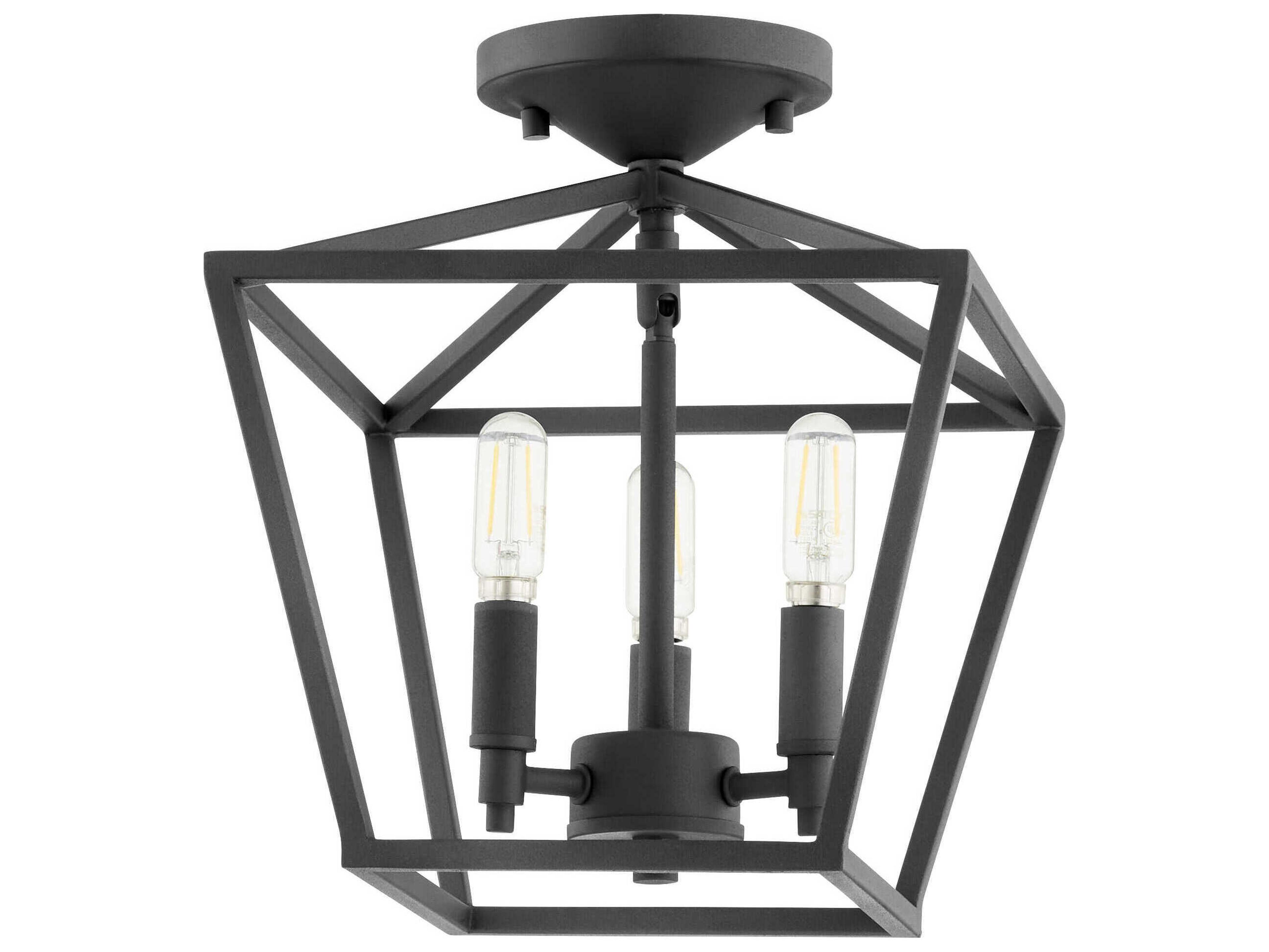 Quorum Gabriel 3-Light Noir Black Semi Flush Mount