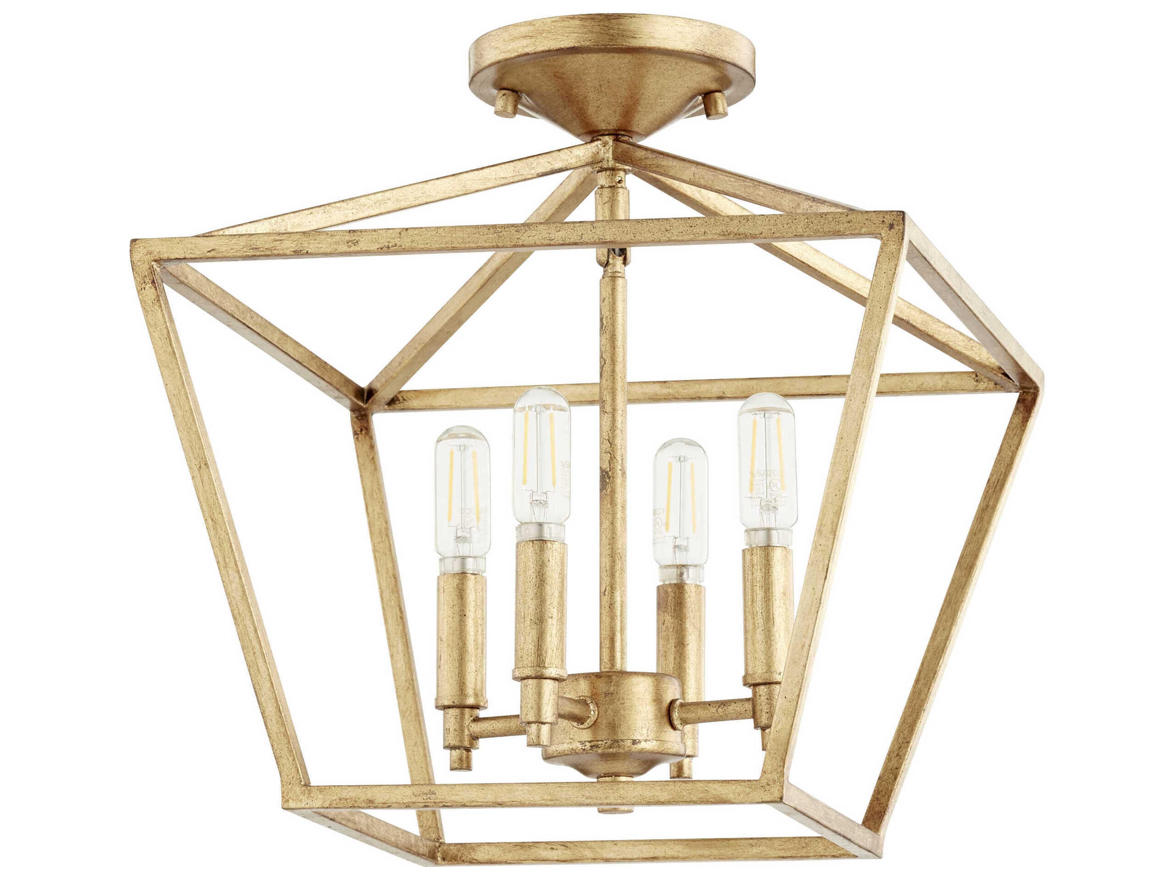 Quorum Gabriel 4-Light Gold Leaf Semi Flush Mount