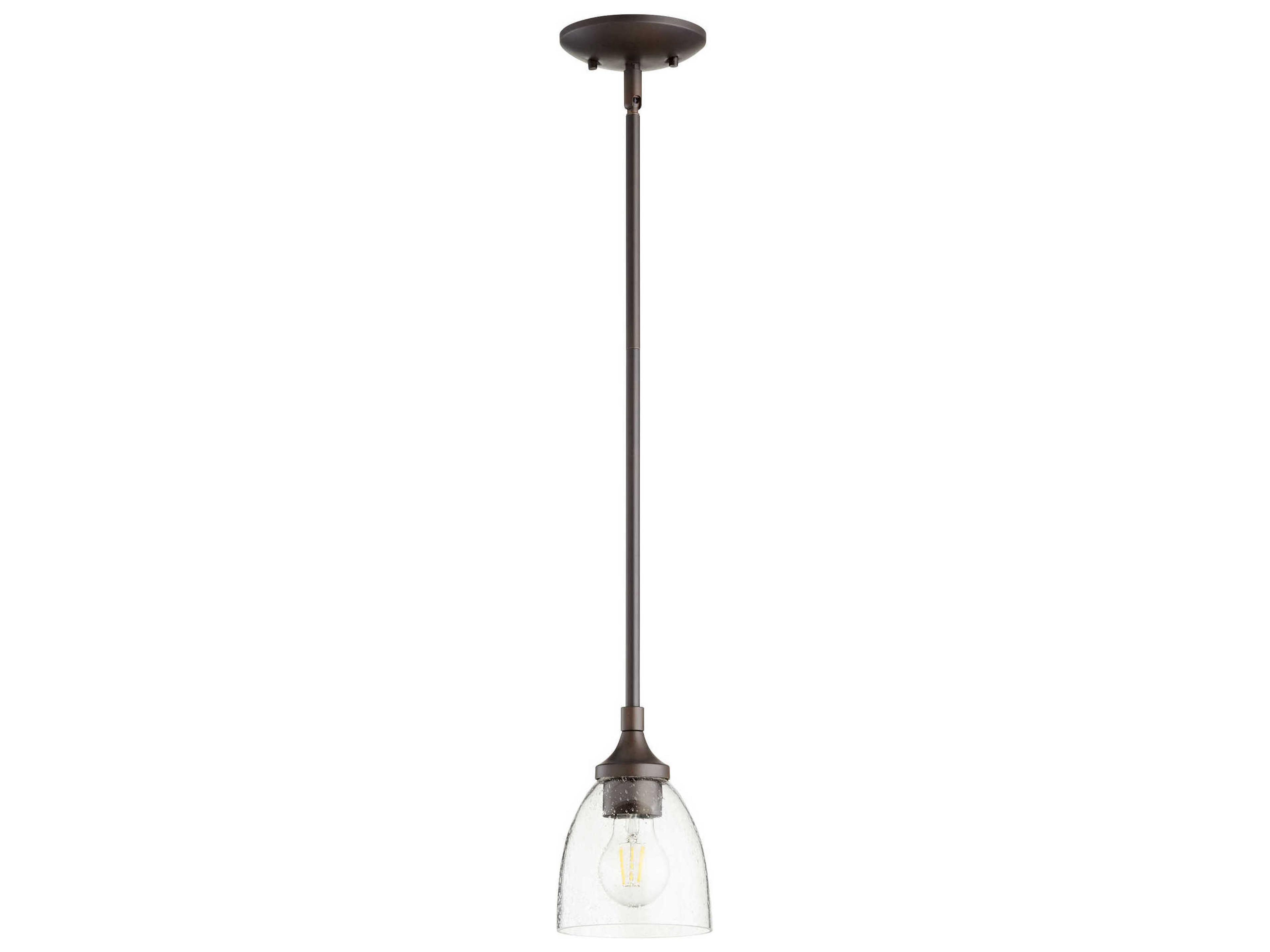 Quorum Enclave 1-Light Oiled Bronze With Clear Seeded Glass Bell Mini Pendant