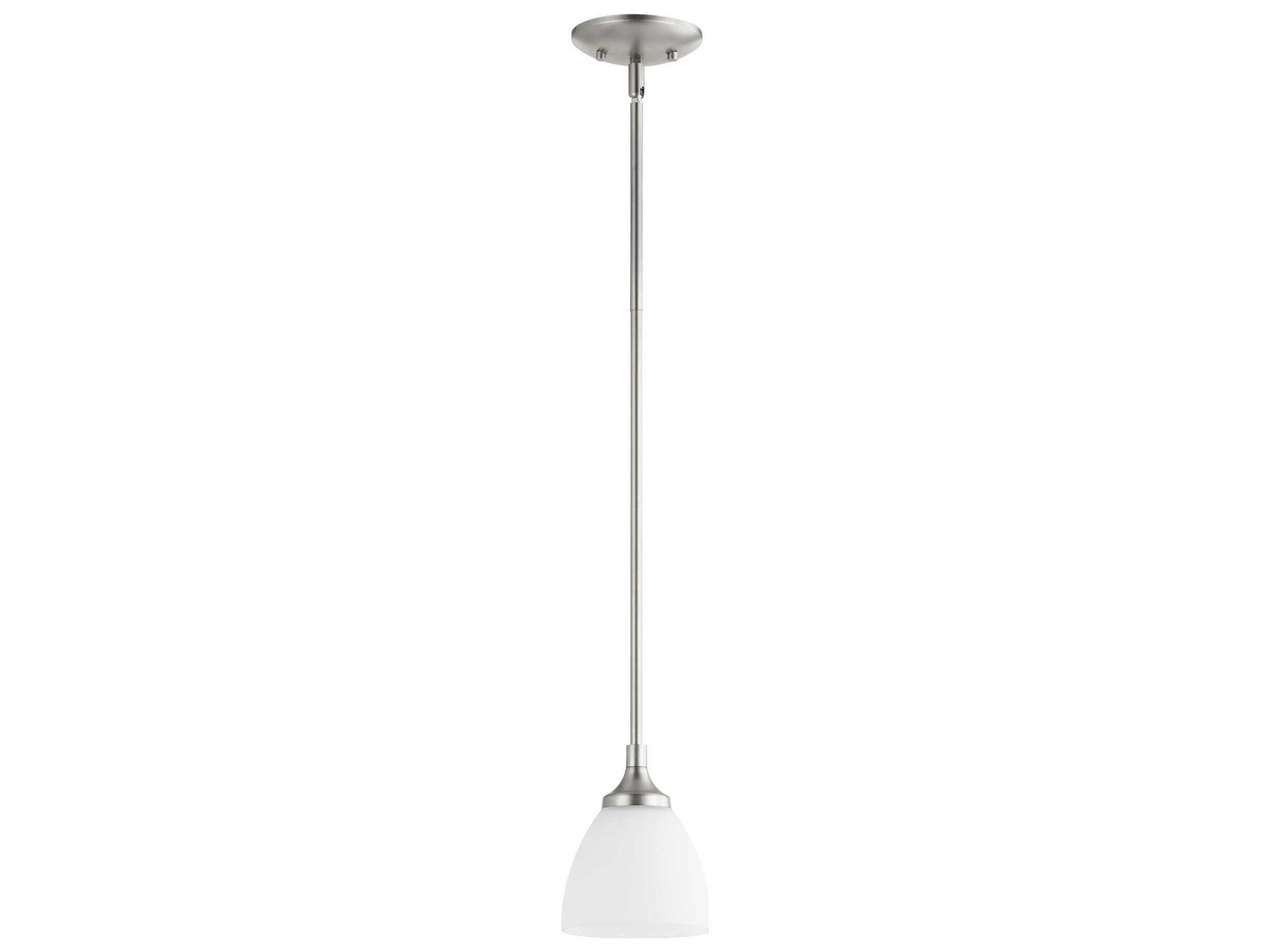 Quorum Enclave 1-Light Satin Nickel Glass Bell Mini Pendant