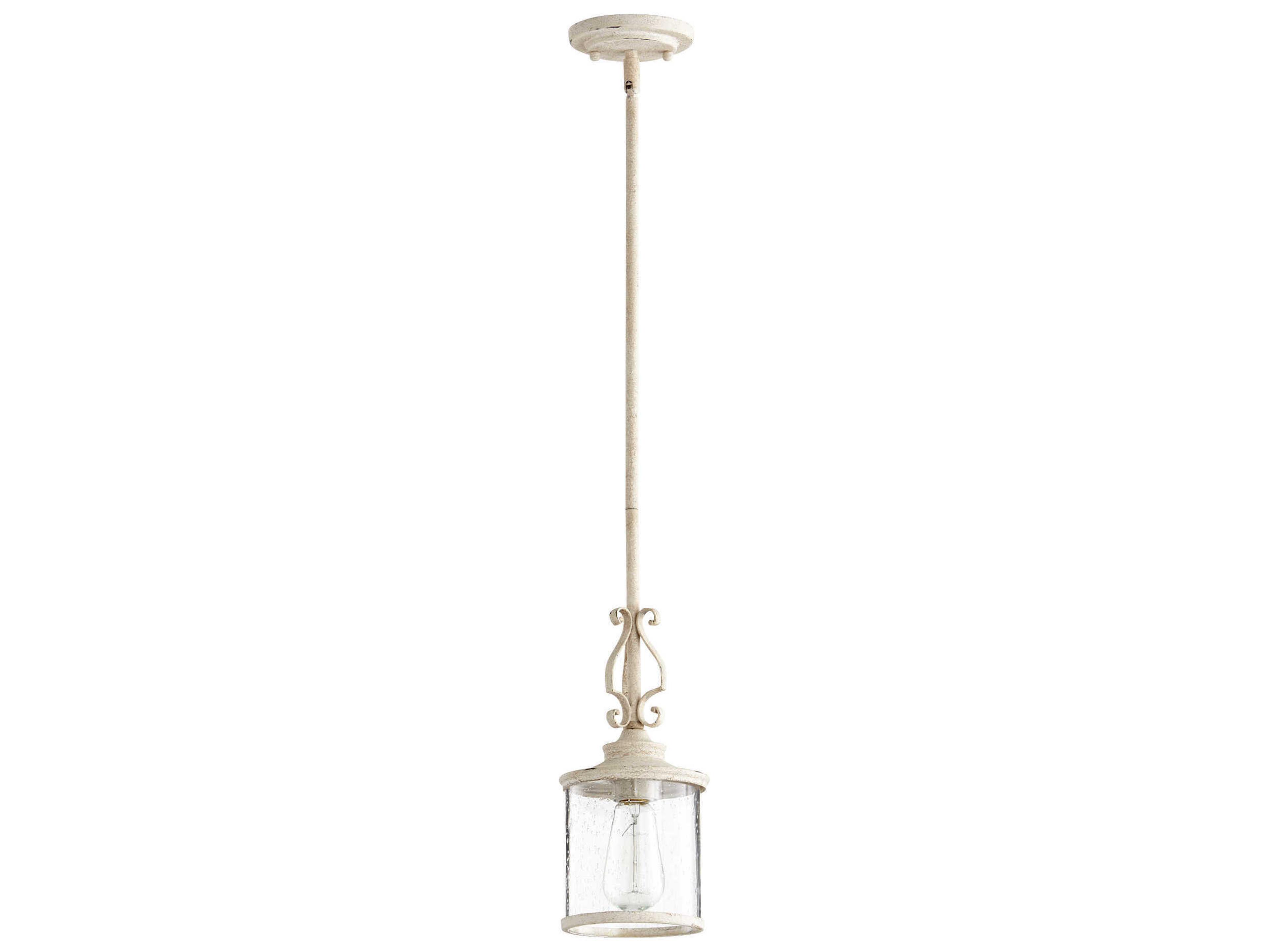 Quorum San Miguel 1-Light Persian White Glass Cylinder Mini Pendant
