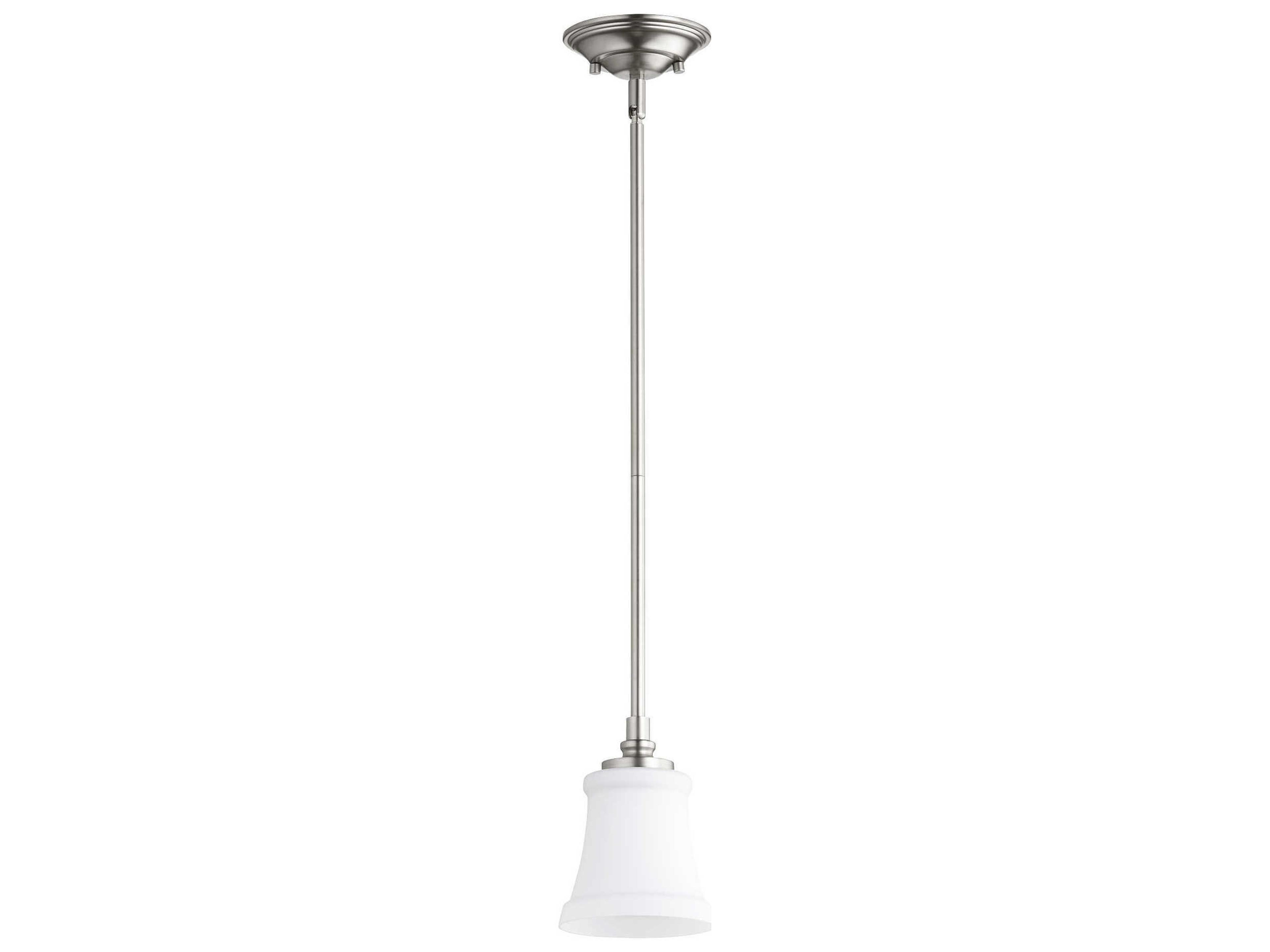 Quorum Rossington 1-Light Satin Nickel White Glass Mini Pendant