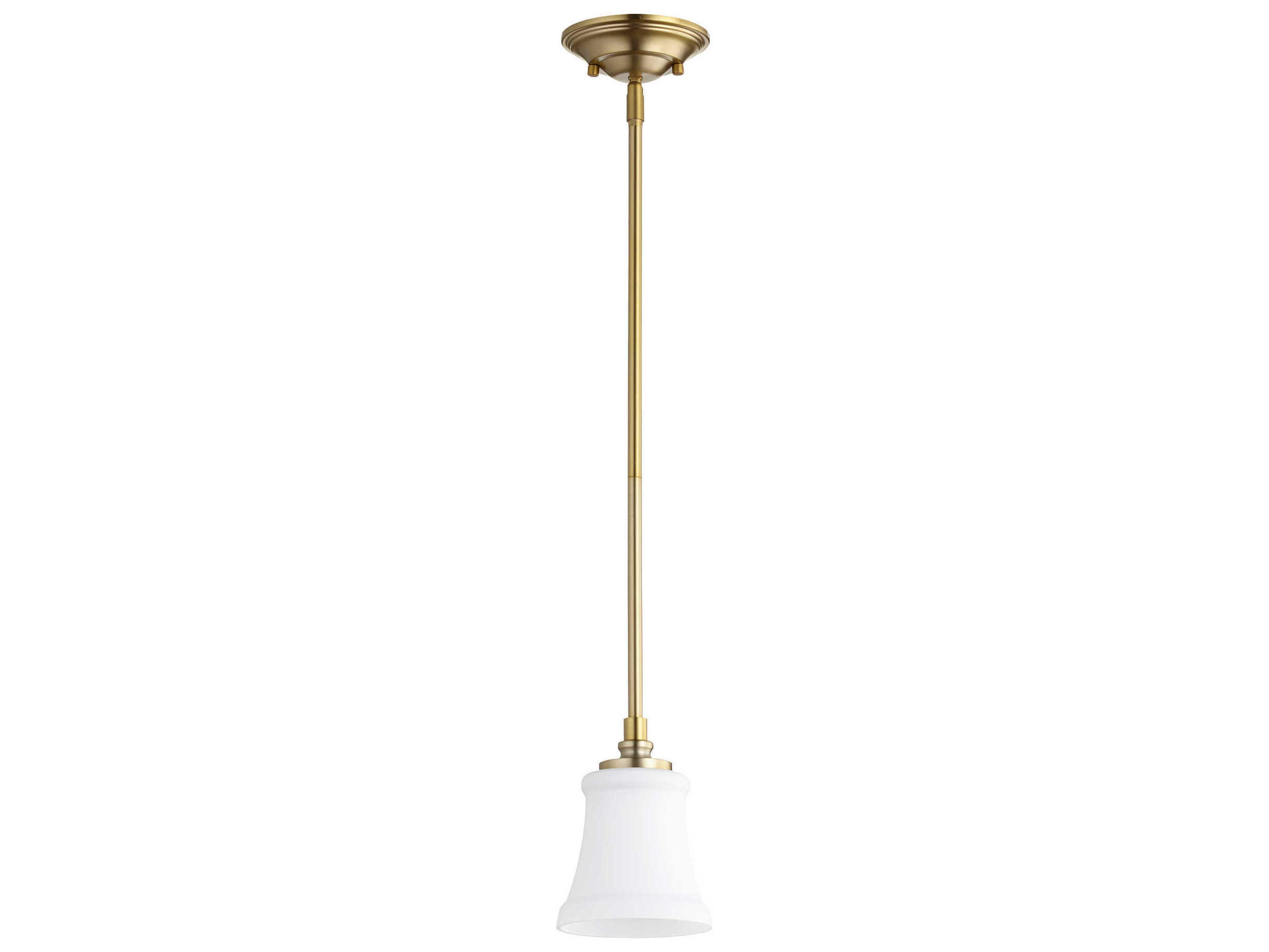 Quorum Rossington 1-Light Aged Brass Glass Mini Pendant
