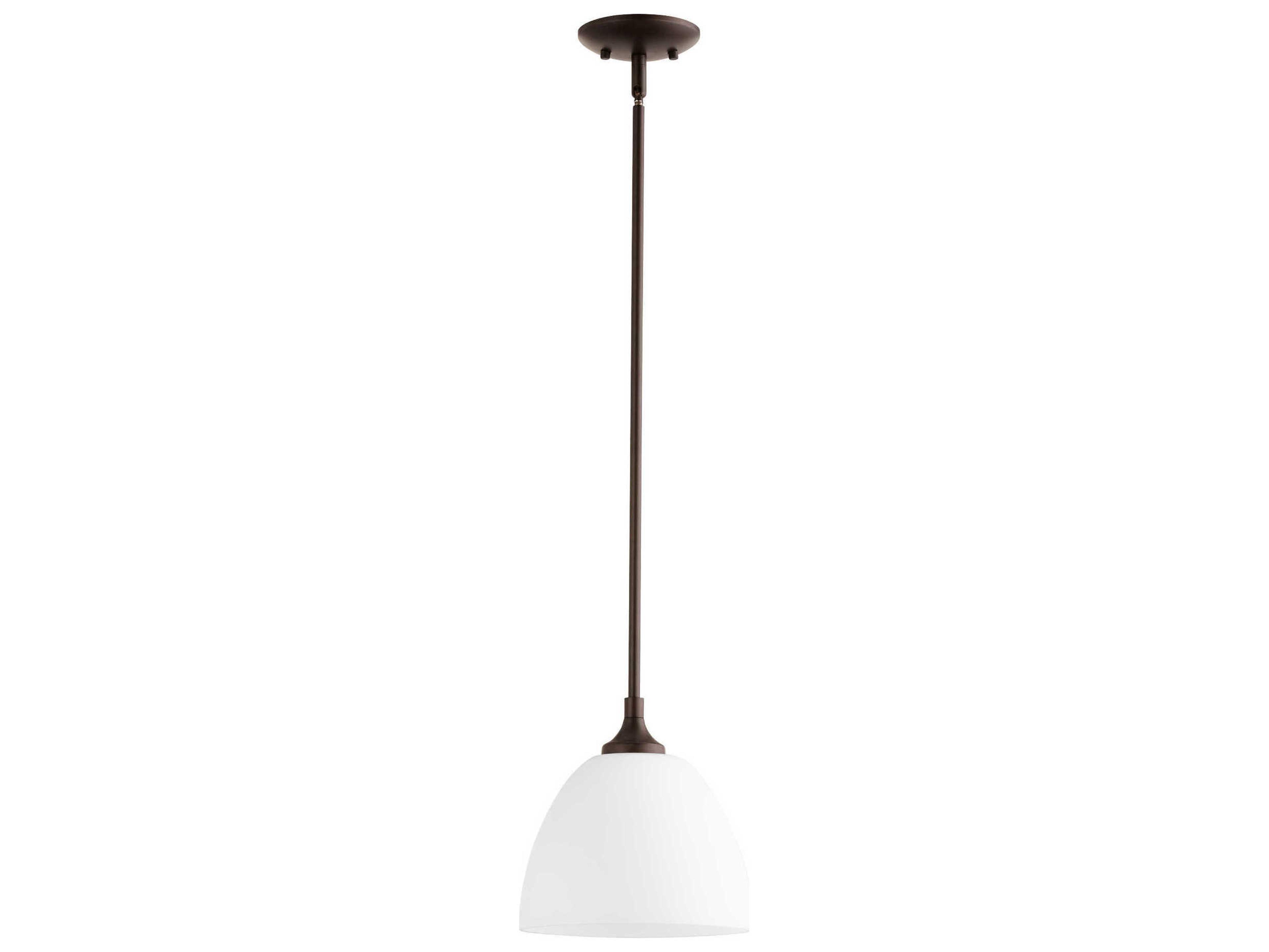 Quorum Enclave 1-Light Oiled Bronze Glass Bell Mini Pendant