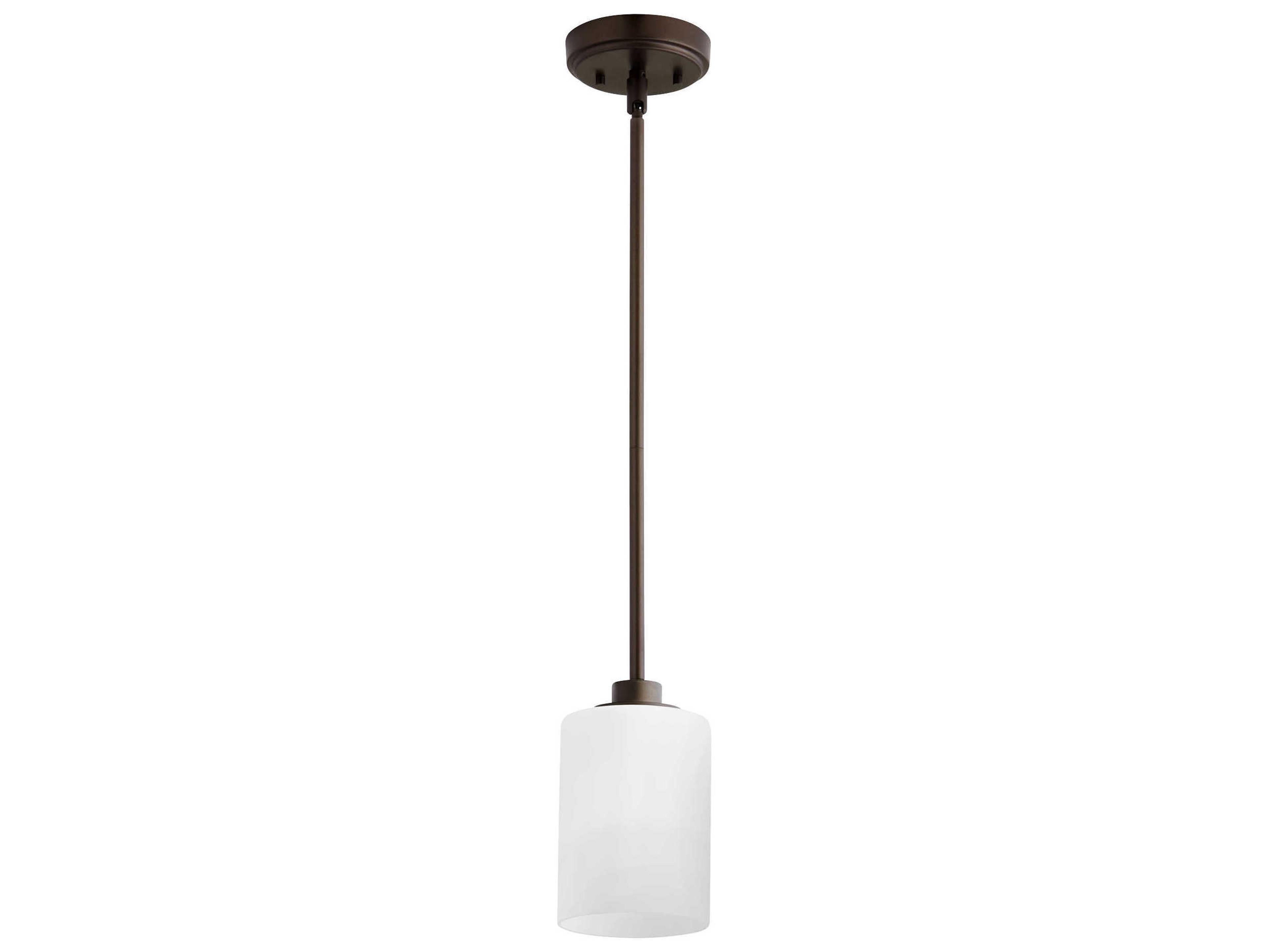 Quorum Lancaster 1-Light Oiled Bronze Glass Cylinder Mini Pendant