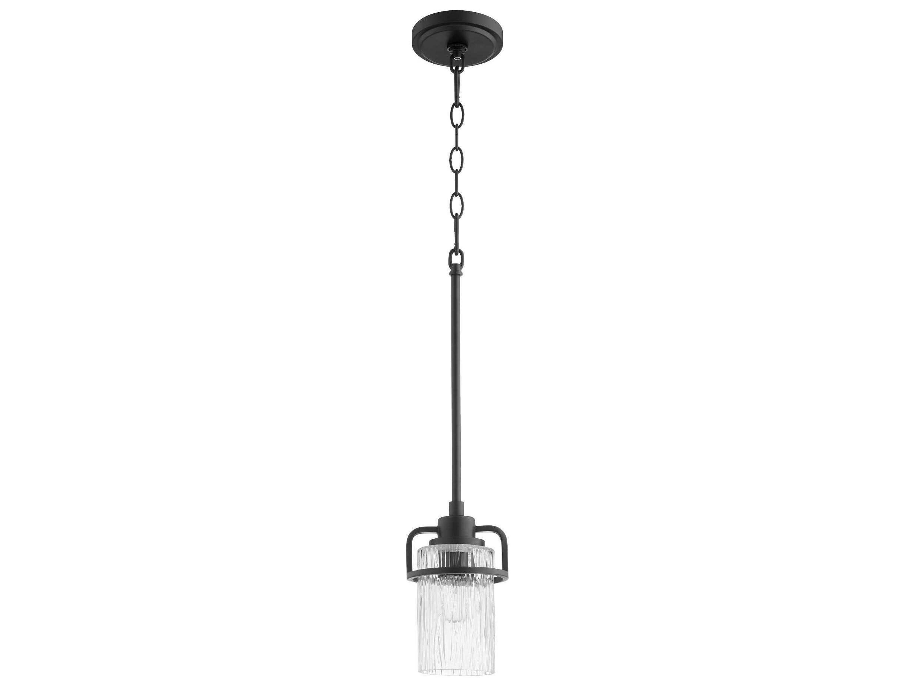 Quorum Lazo 1-Light Noir Black Glass Cylinder Mini Pendant