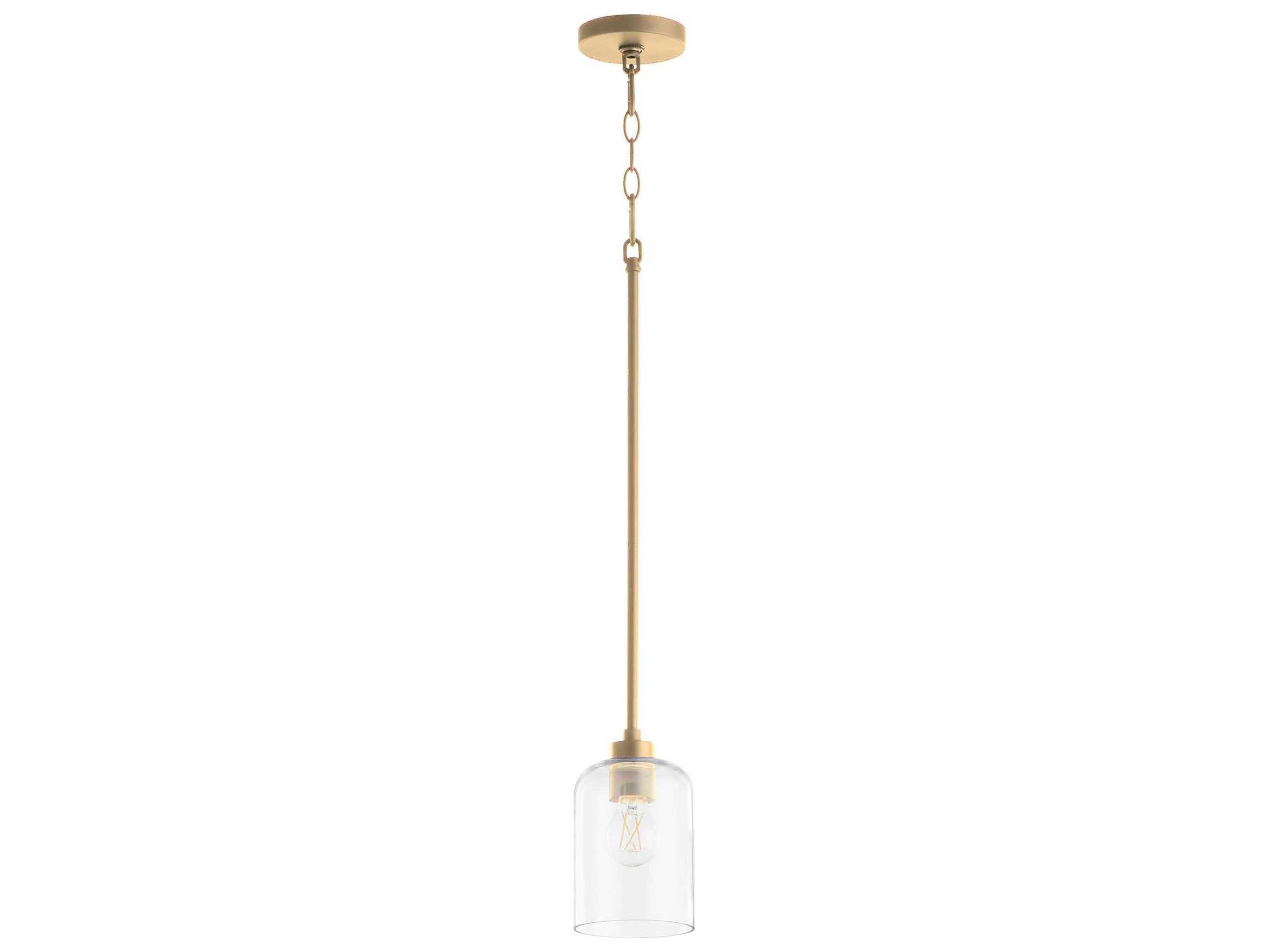Quorum Tribute 1-Light Aged Brass Glass Mini Pendant