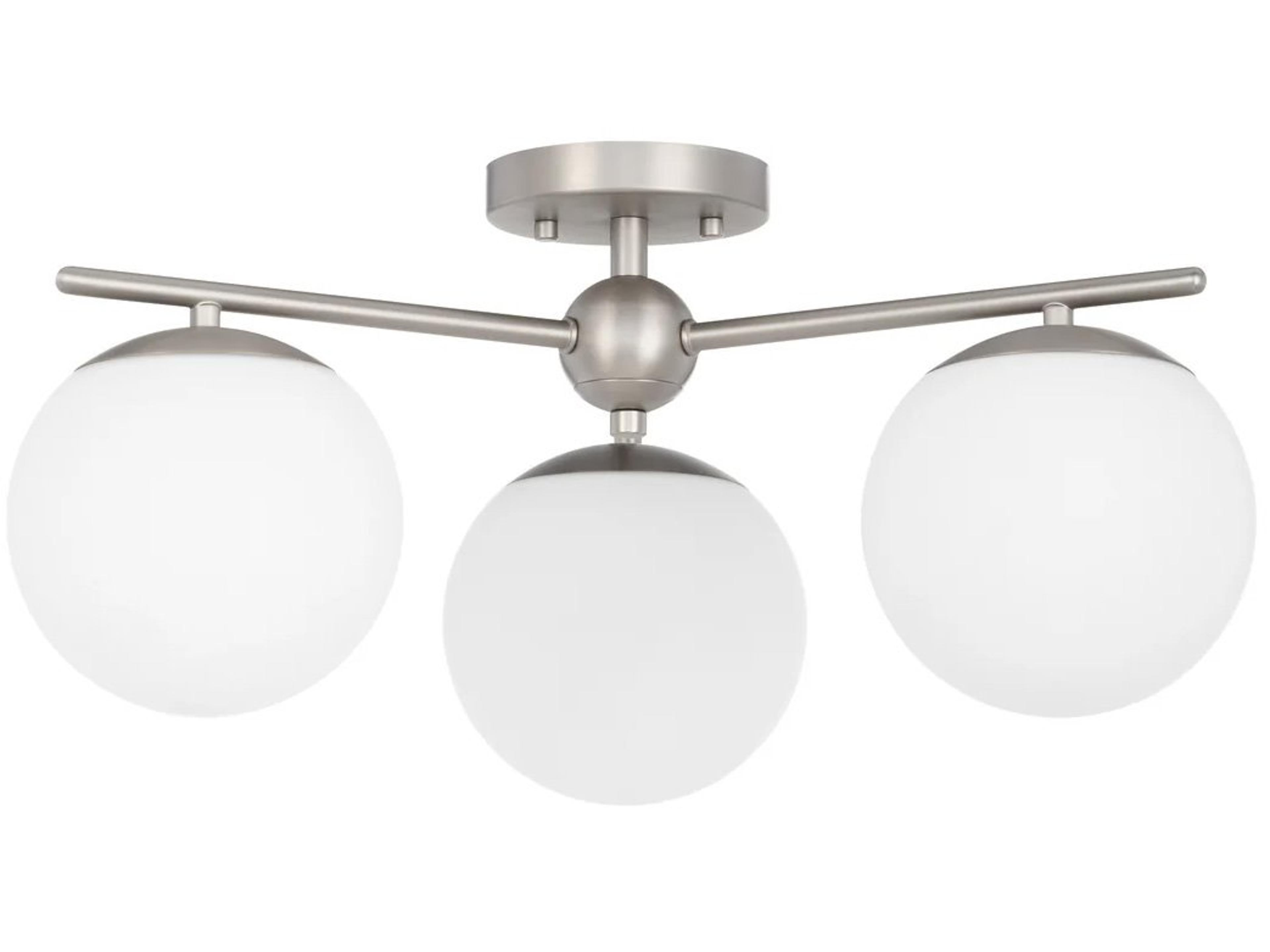 Quorum Jasper 3-Light Satin Nickel Steel Globe Semi Flush Mount