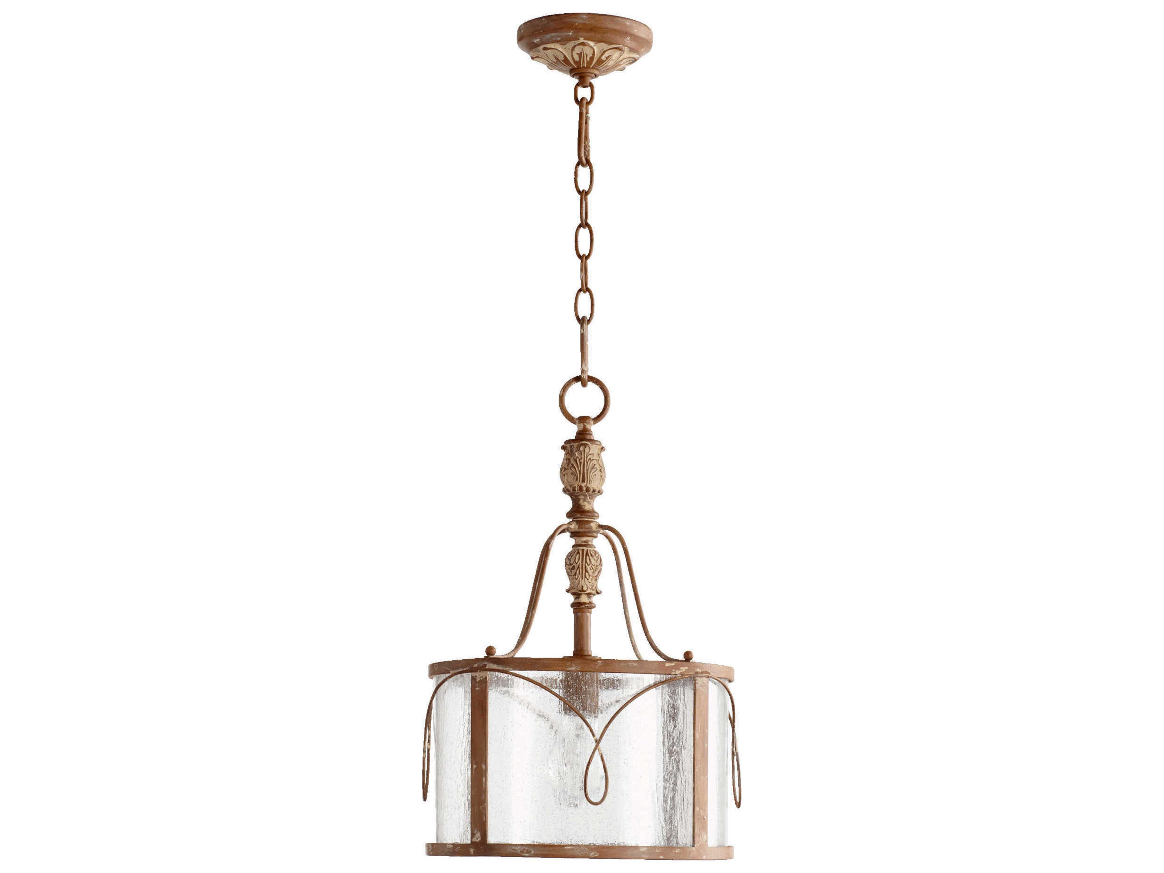 Quorum Salento 1-Light French Umber Brown Glass Drum Mini Pendant