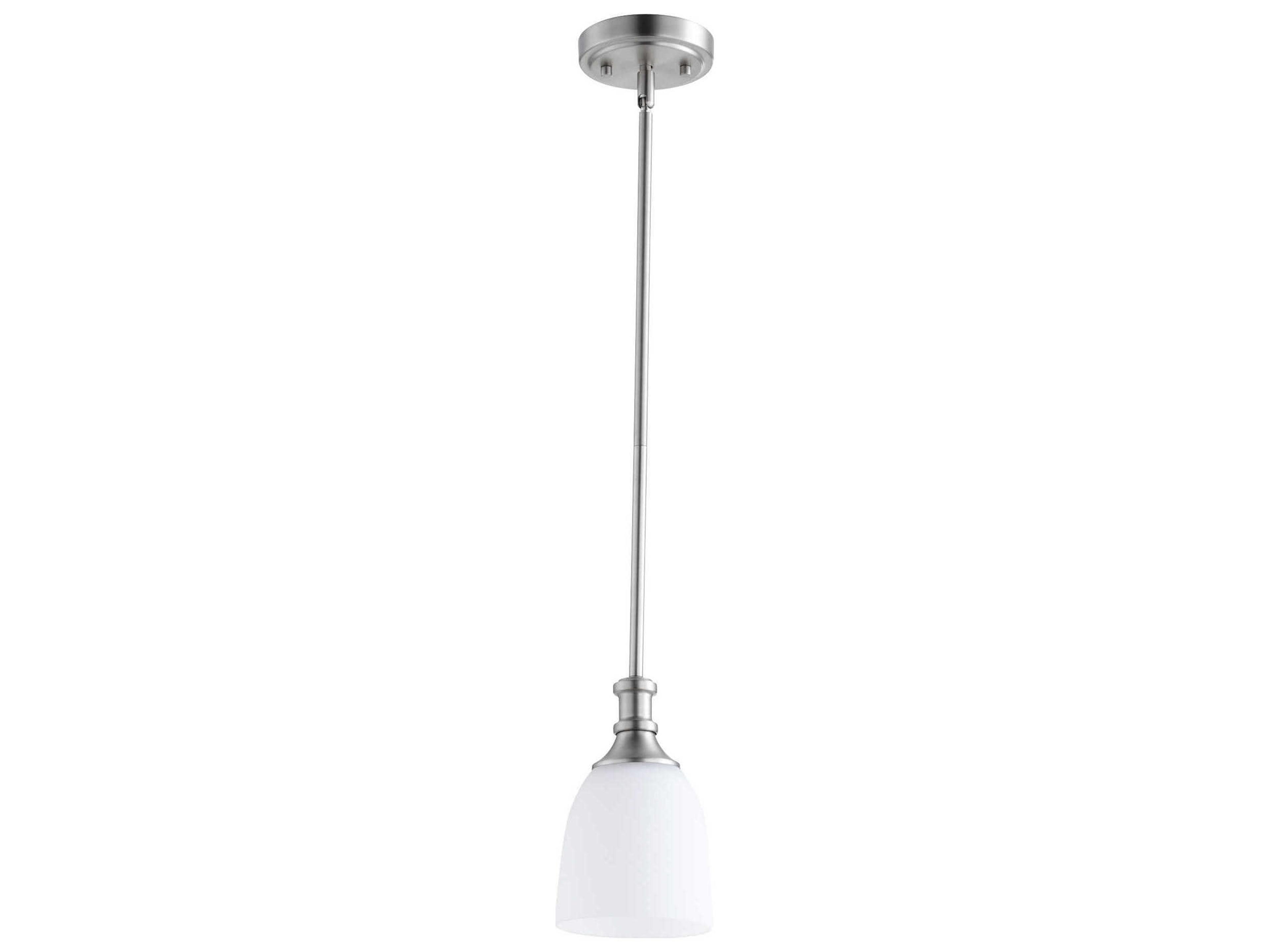 Quorum Richmond 1-Light Satin Nickel Glass Bell Mini Pendant