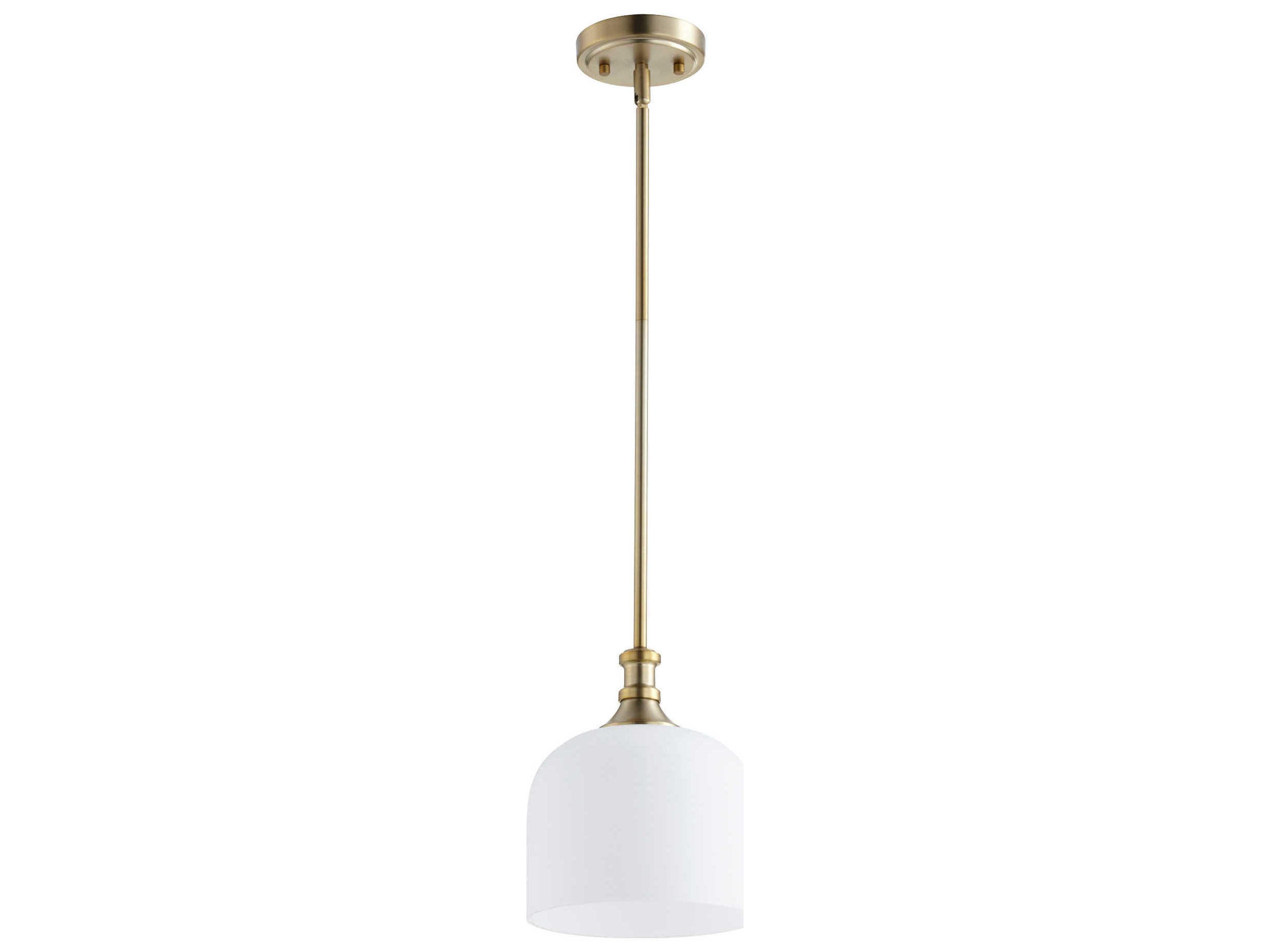 Quorum Richmond 1-Light Aged Brass Glass Bell Mini Pendant
