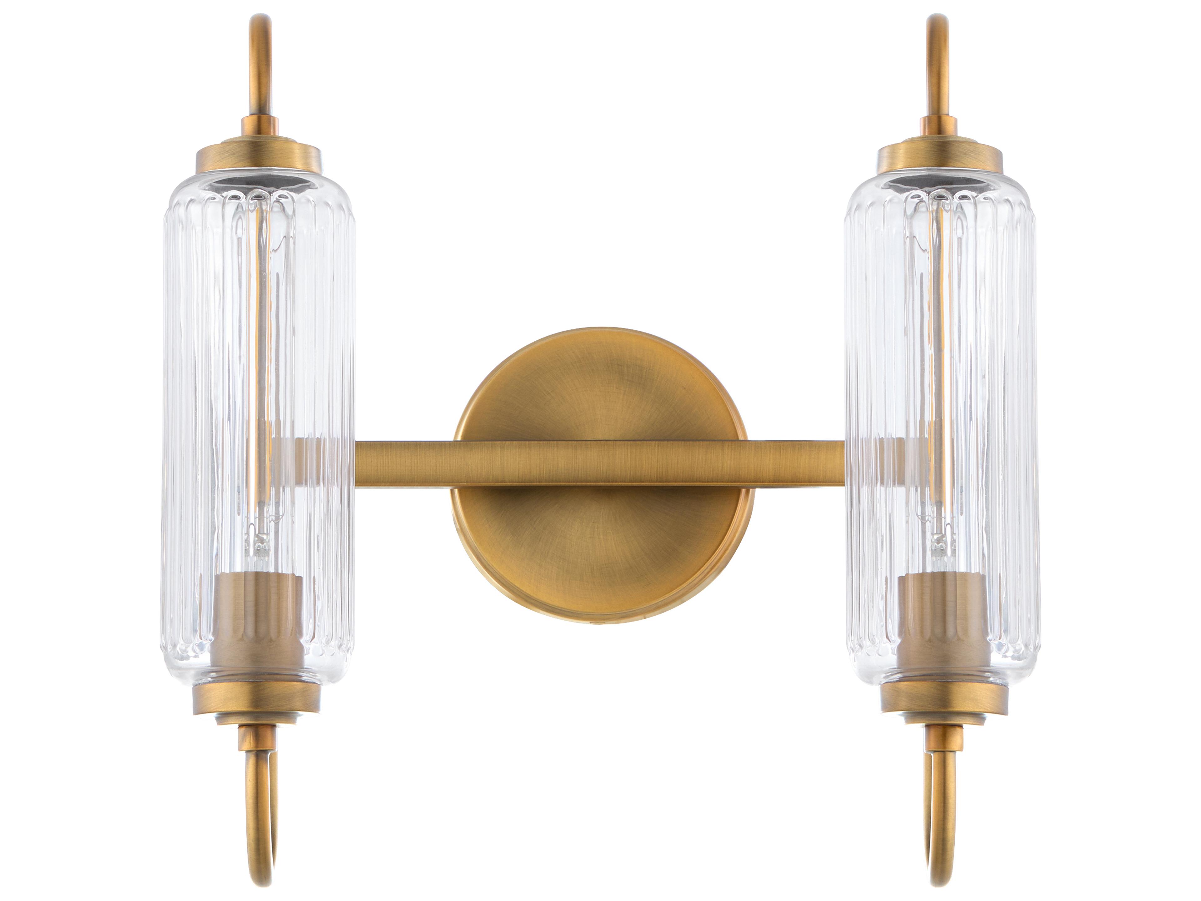 Quorum Whitmire 2-Light Brushed Brass Vanity Light