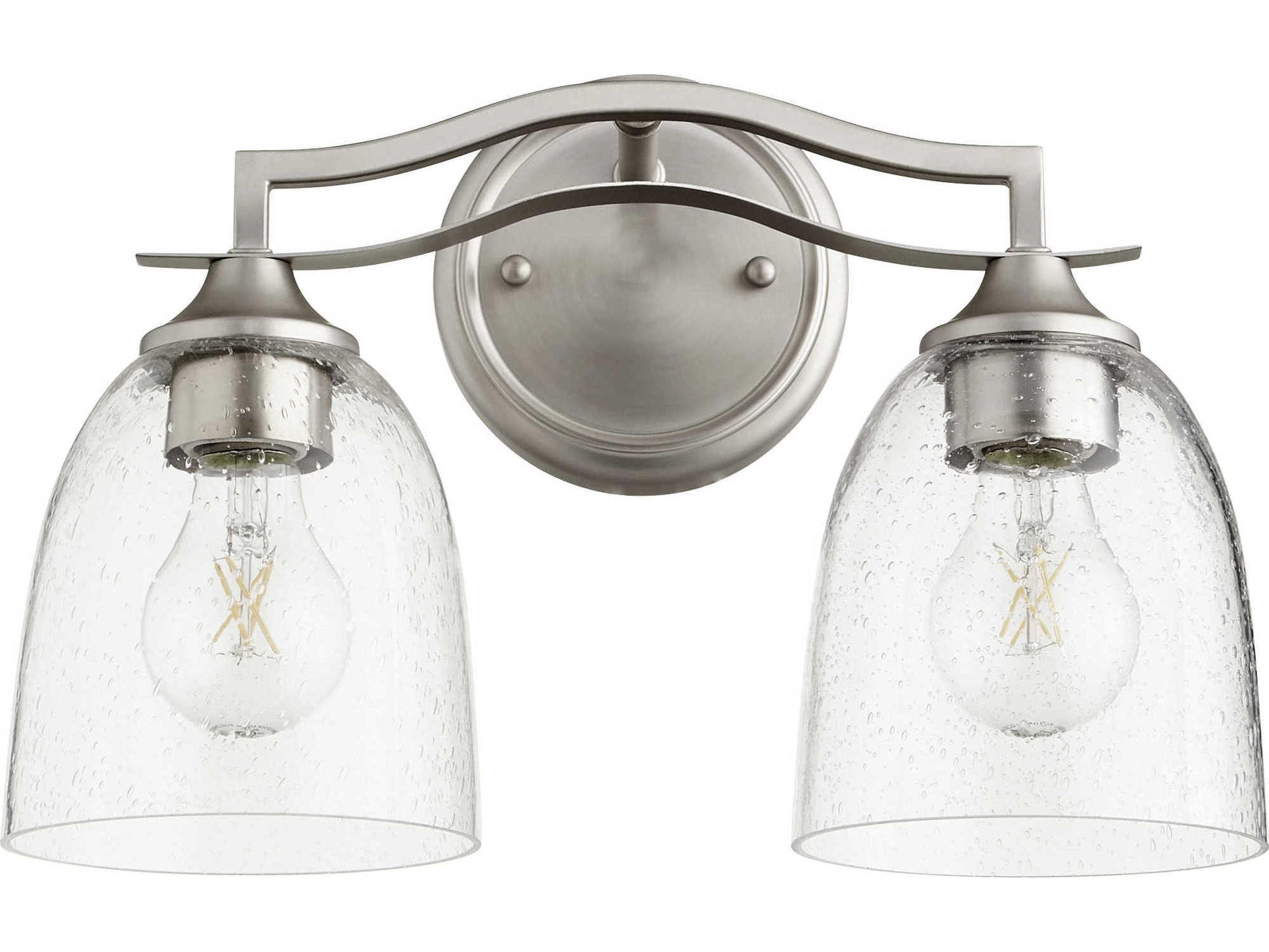 Quorum Jardin 2-Light Satin Nickel With Clear Seeded Glass Vanity Light