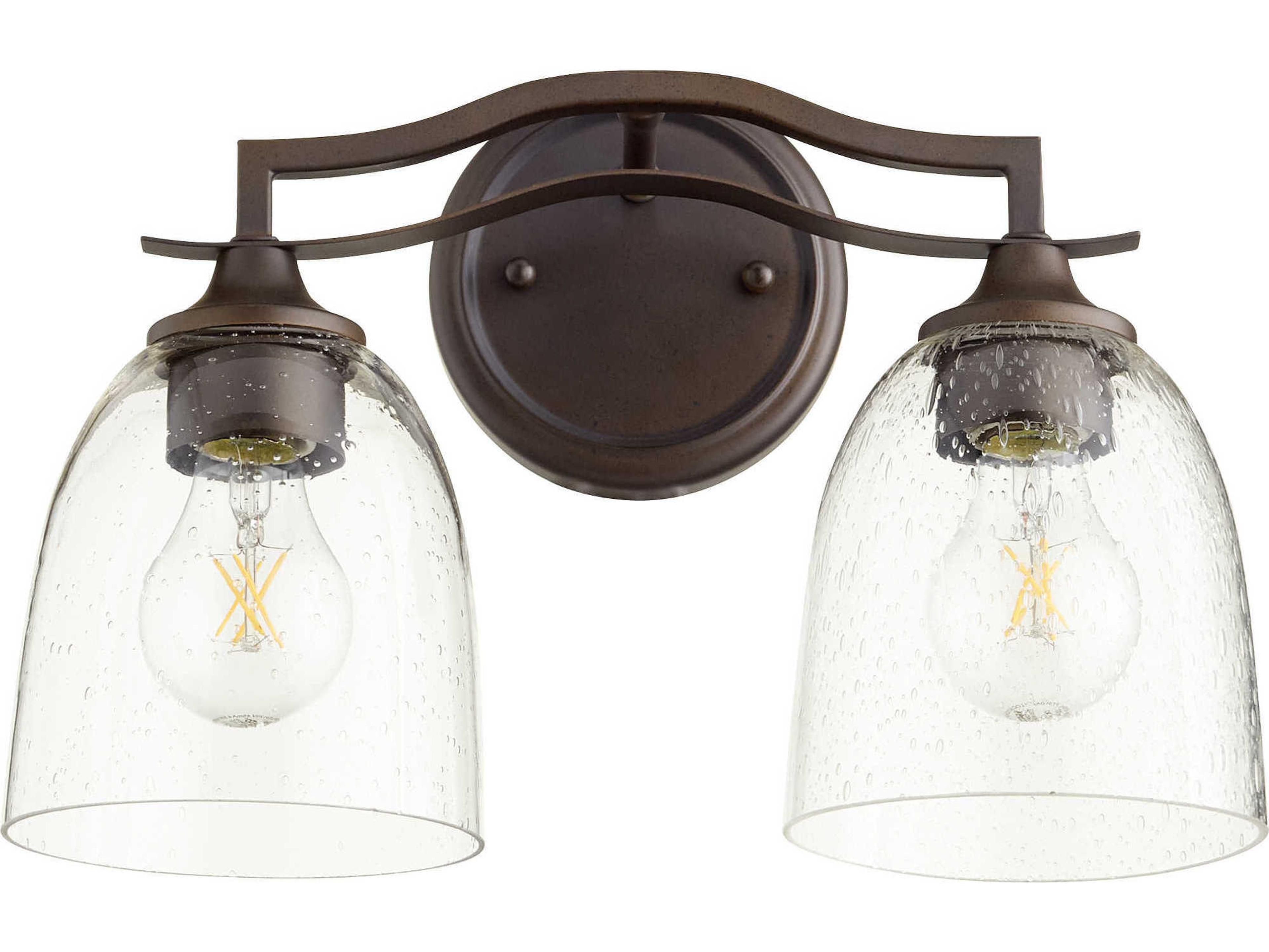 Quorum Jardin 2-Light Oiled Bronze With Clear Seeded Glass Vanity Light