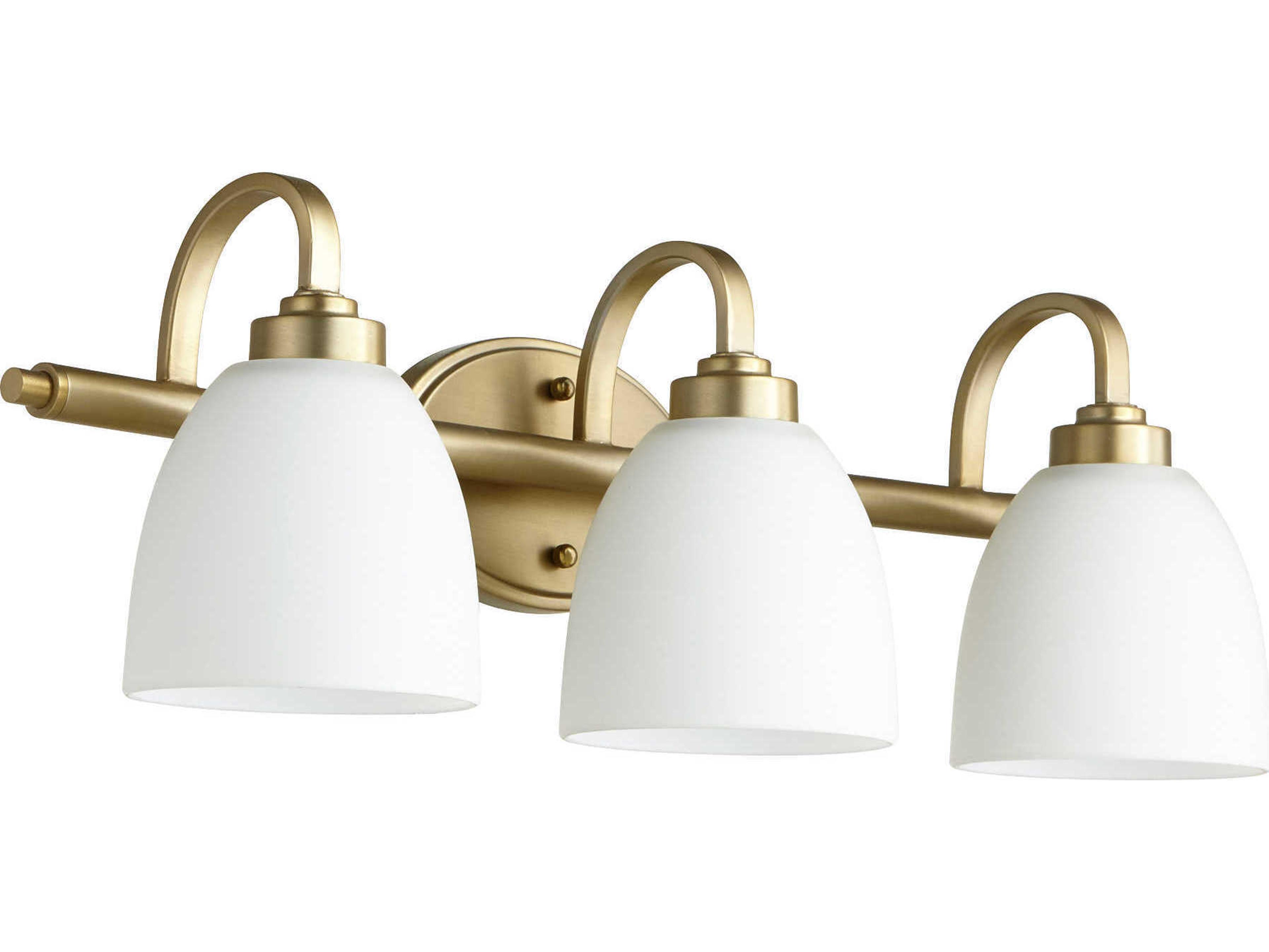 Quorum Reyes 3-Light Aged Brass Glass Vanity Light